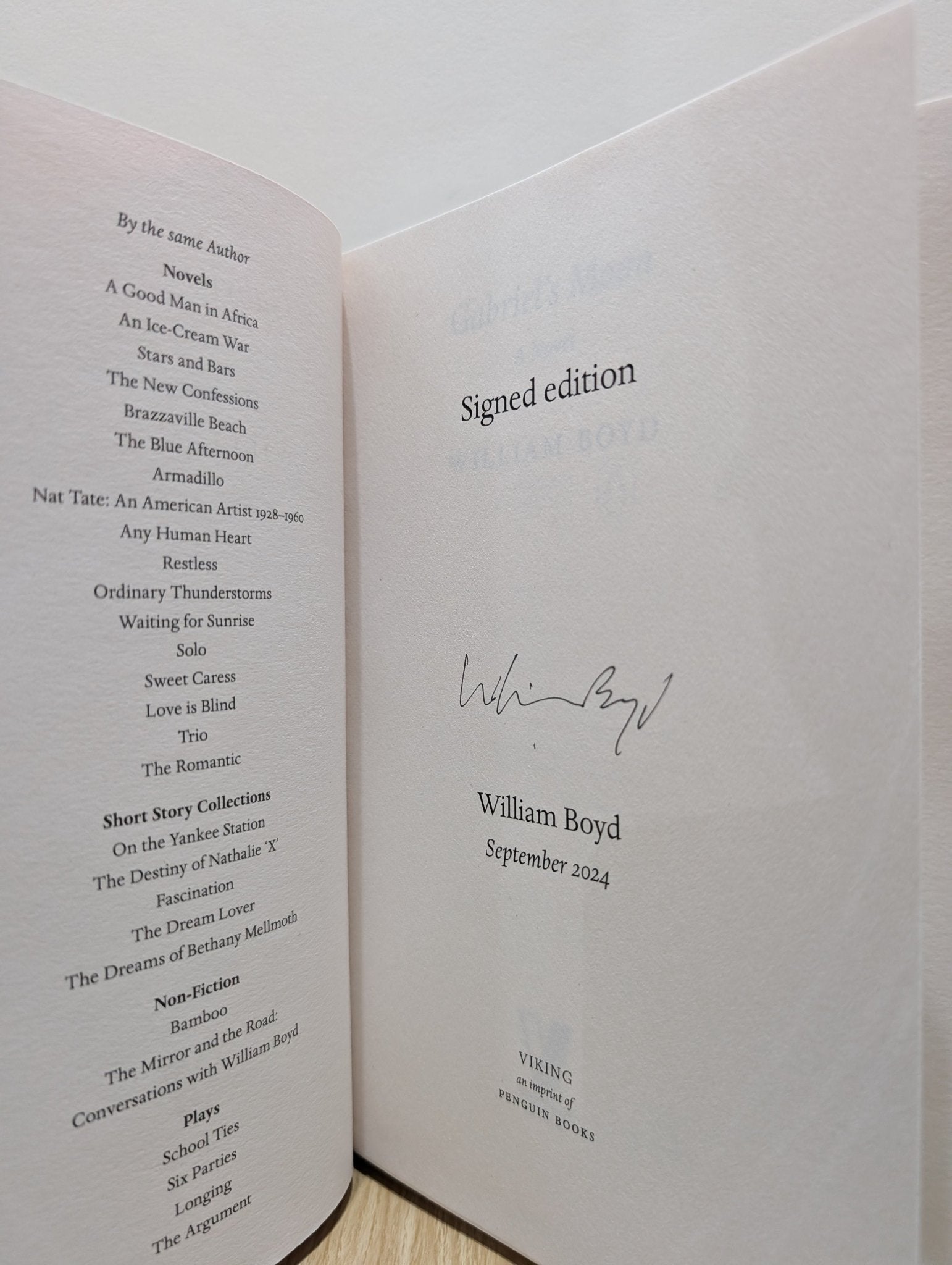 Gabriel's Moon by William Boyd (Signed First Edition) - Fialta Books