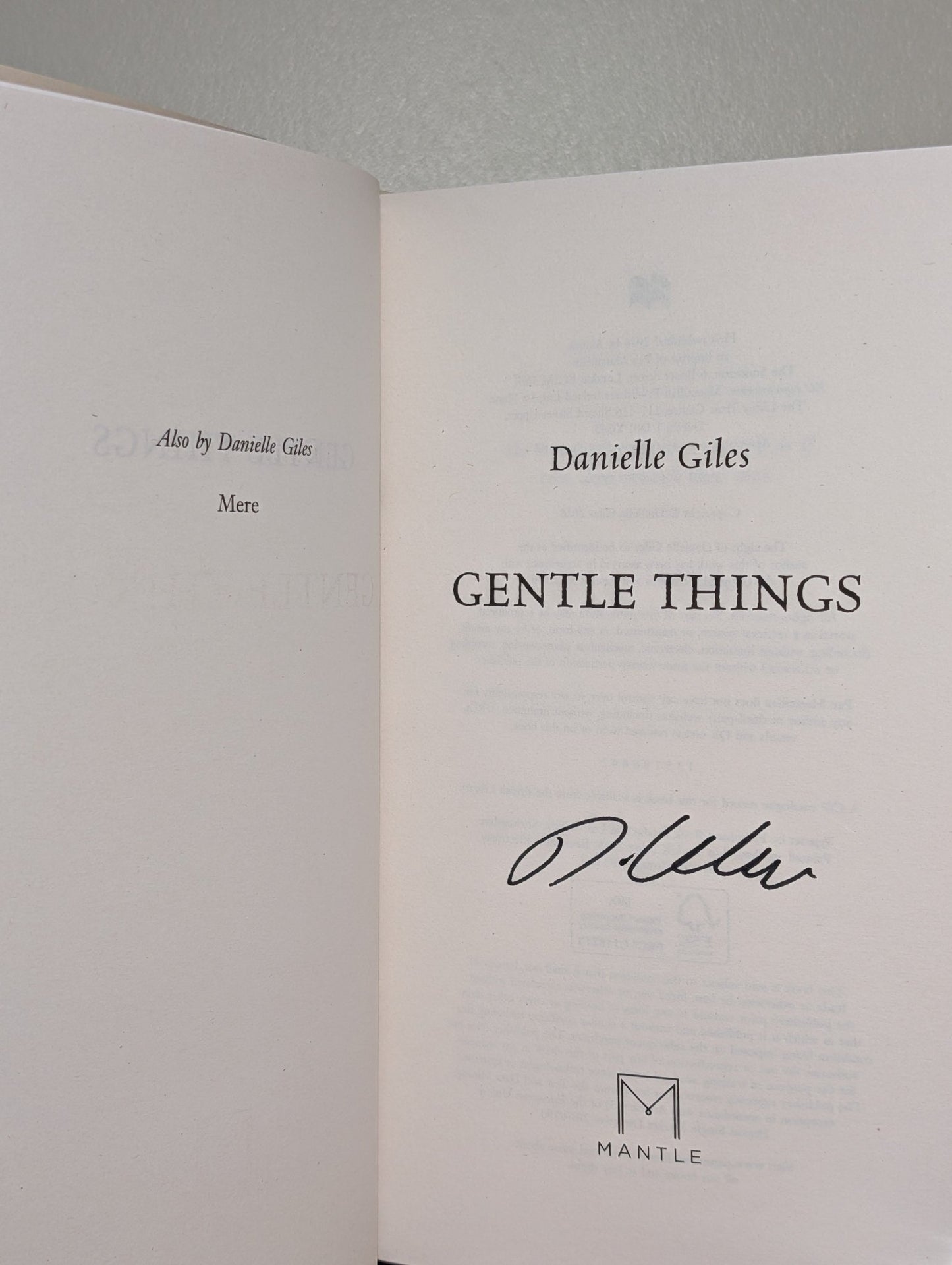 Gentle Things by Danielle Giles (Signed First Edition) - Fialta Books