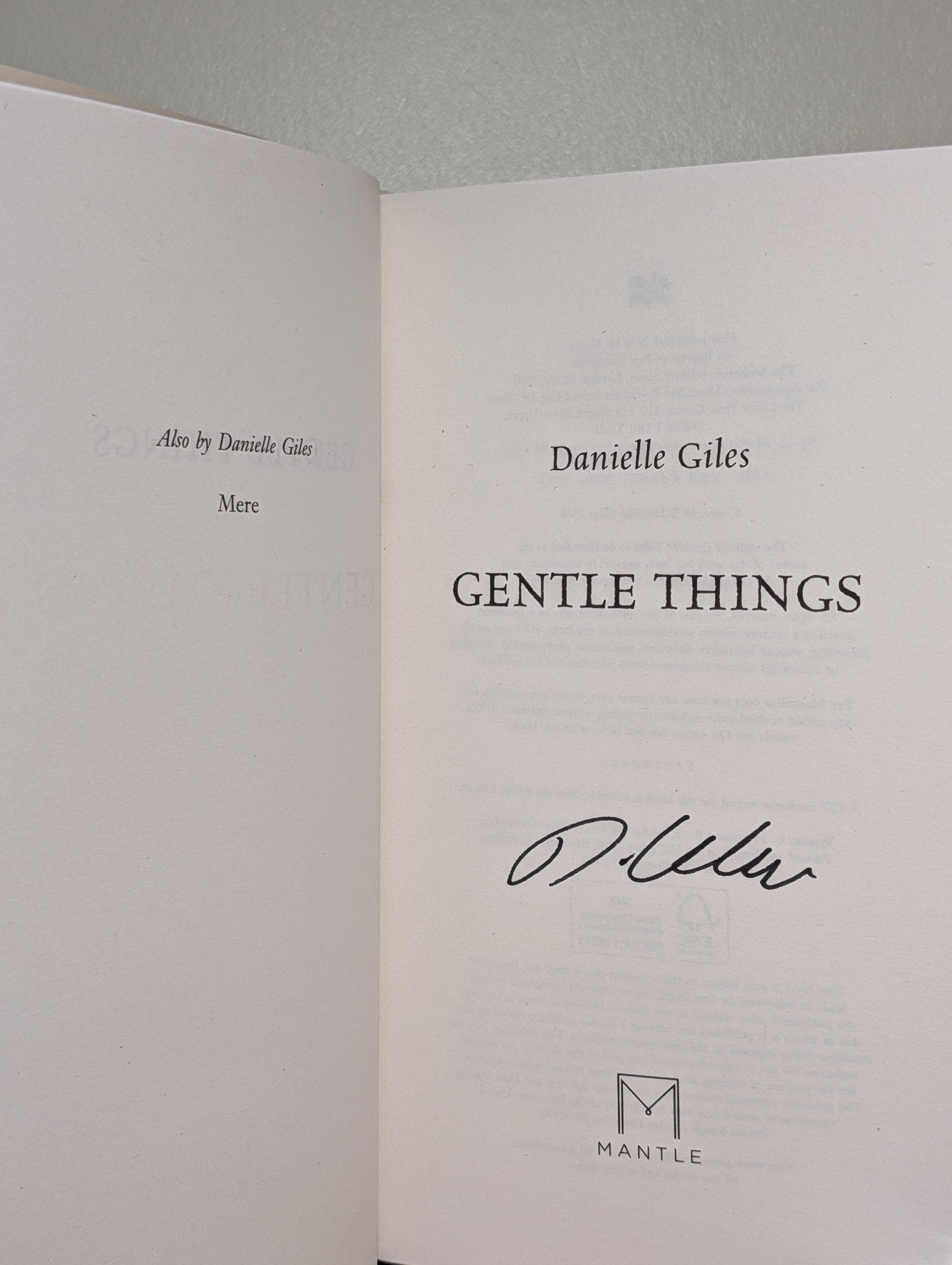 Gentle Things by Danielle Giles (Signed First Edition) - Fialta Books