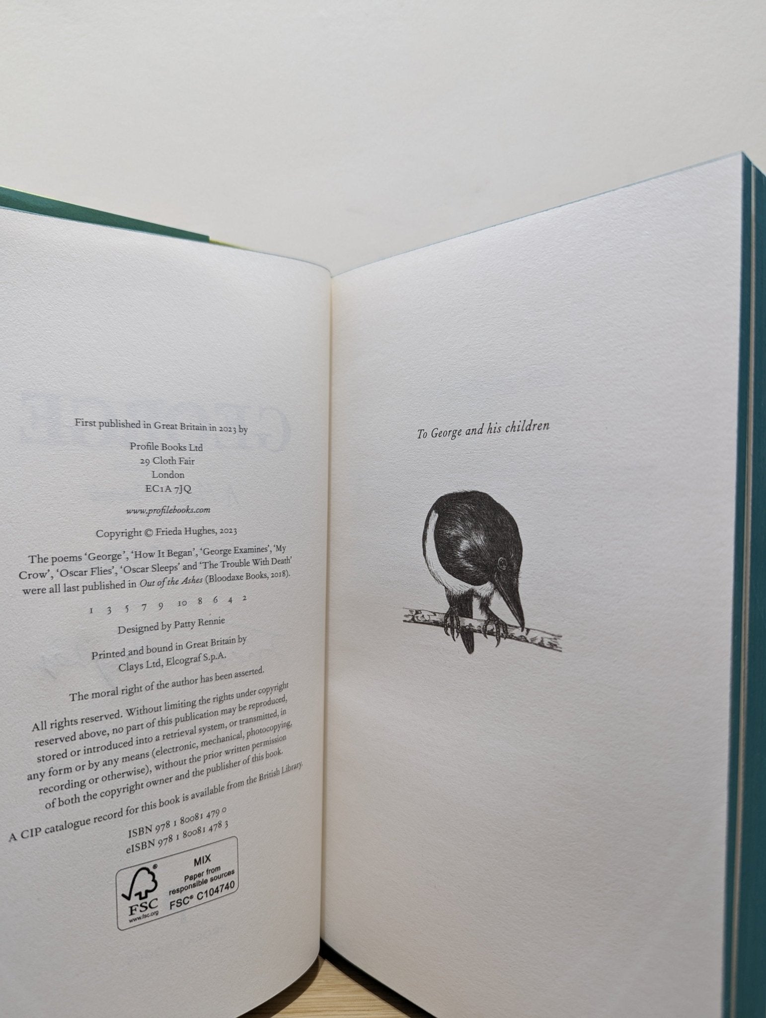 George: A Magpie Memoir by Frieda Hughes (Signed First Edition with sprayed edges) - Fialta Books