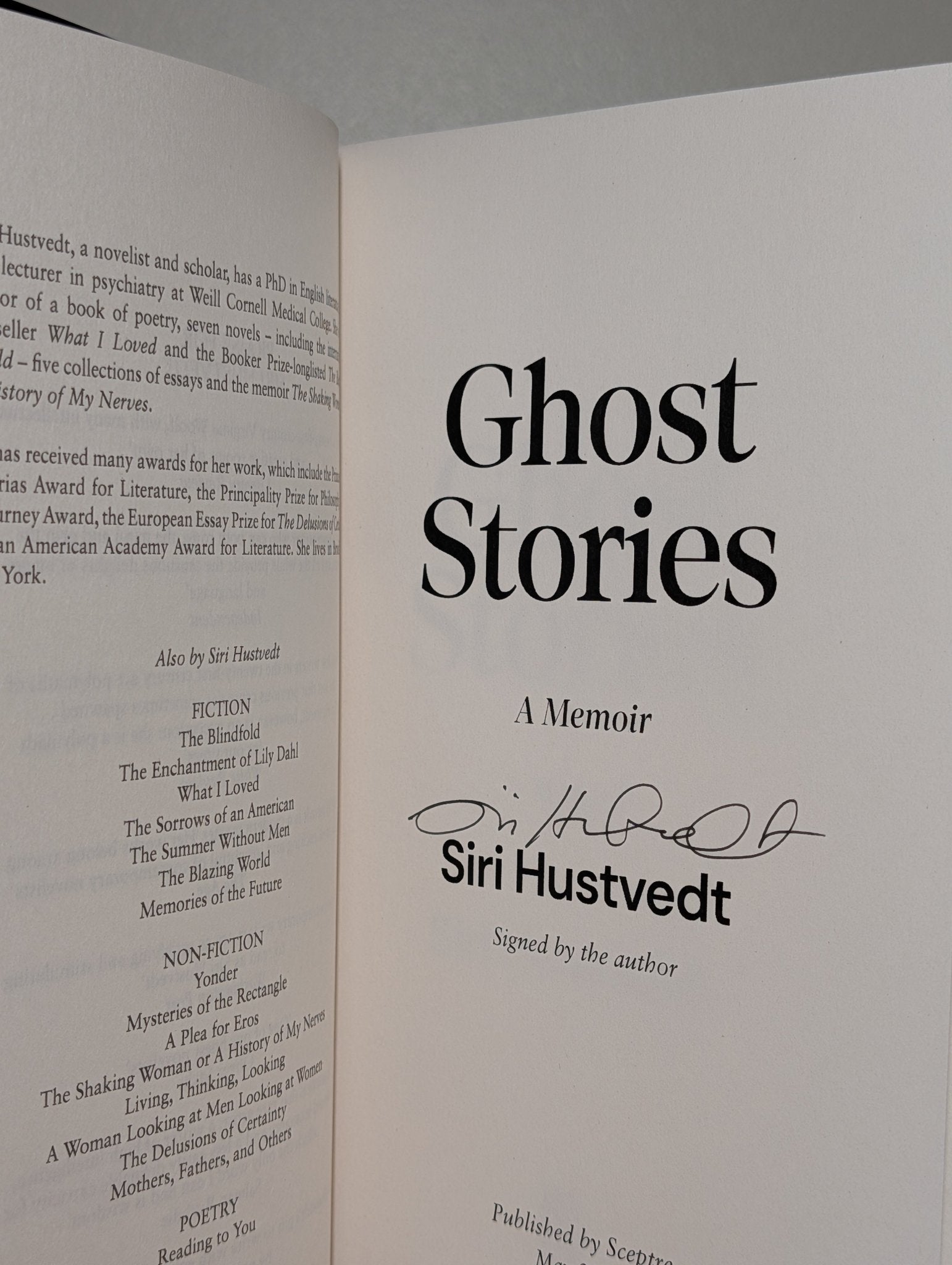 Ghost Stories by Siri Hustvedt (Signed First Edition) - Fialta Books