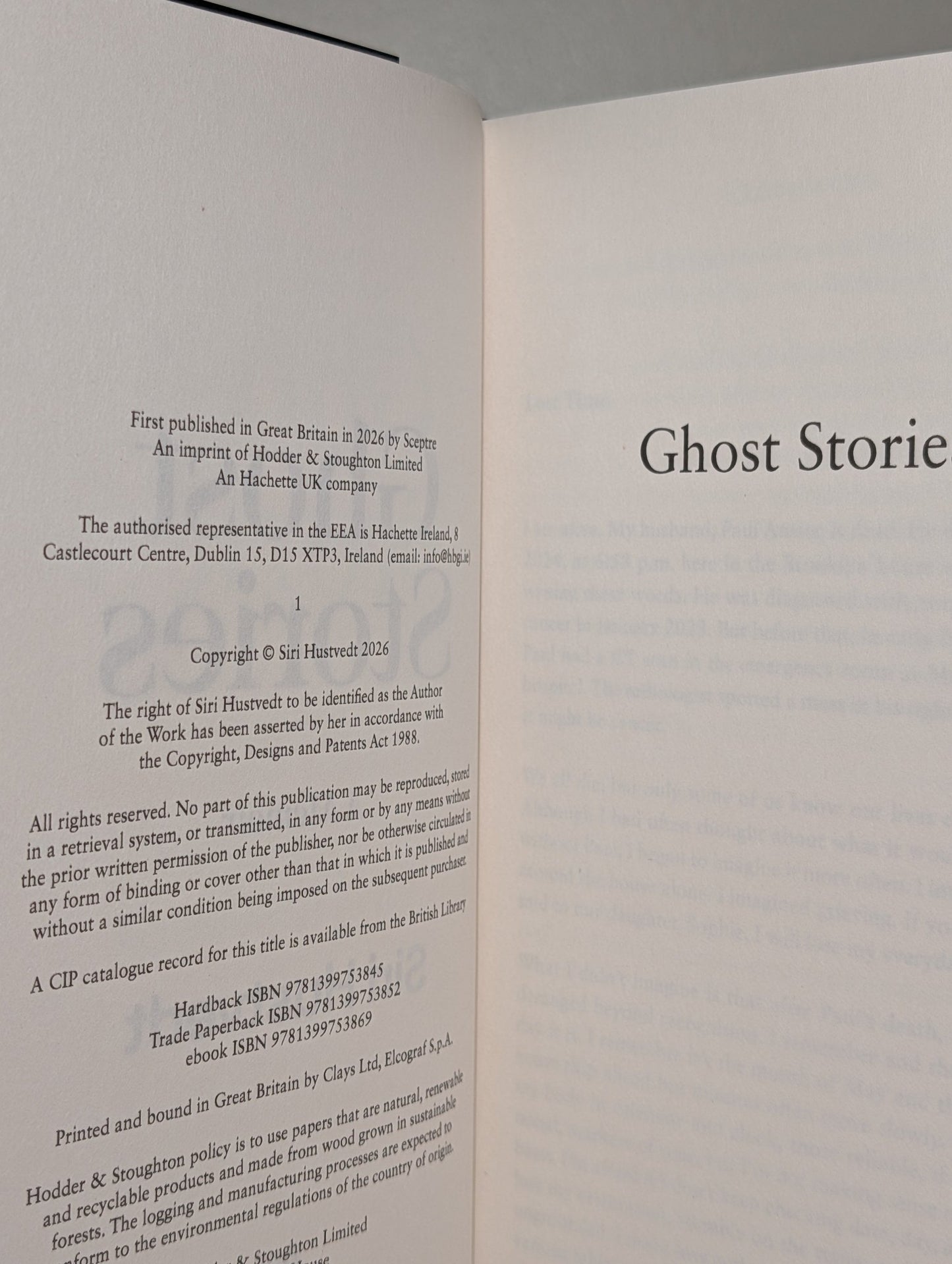 Ghost Stories by Siri Hustvedt (Signed First Edition) - Fialta Books