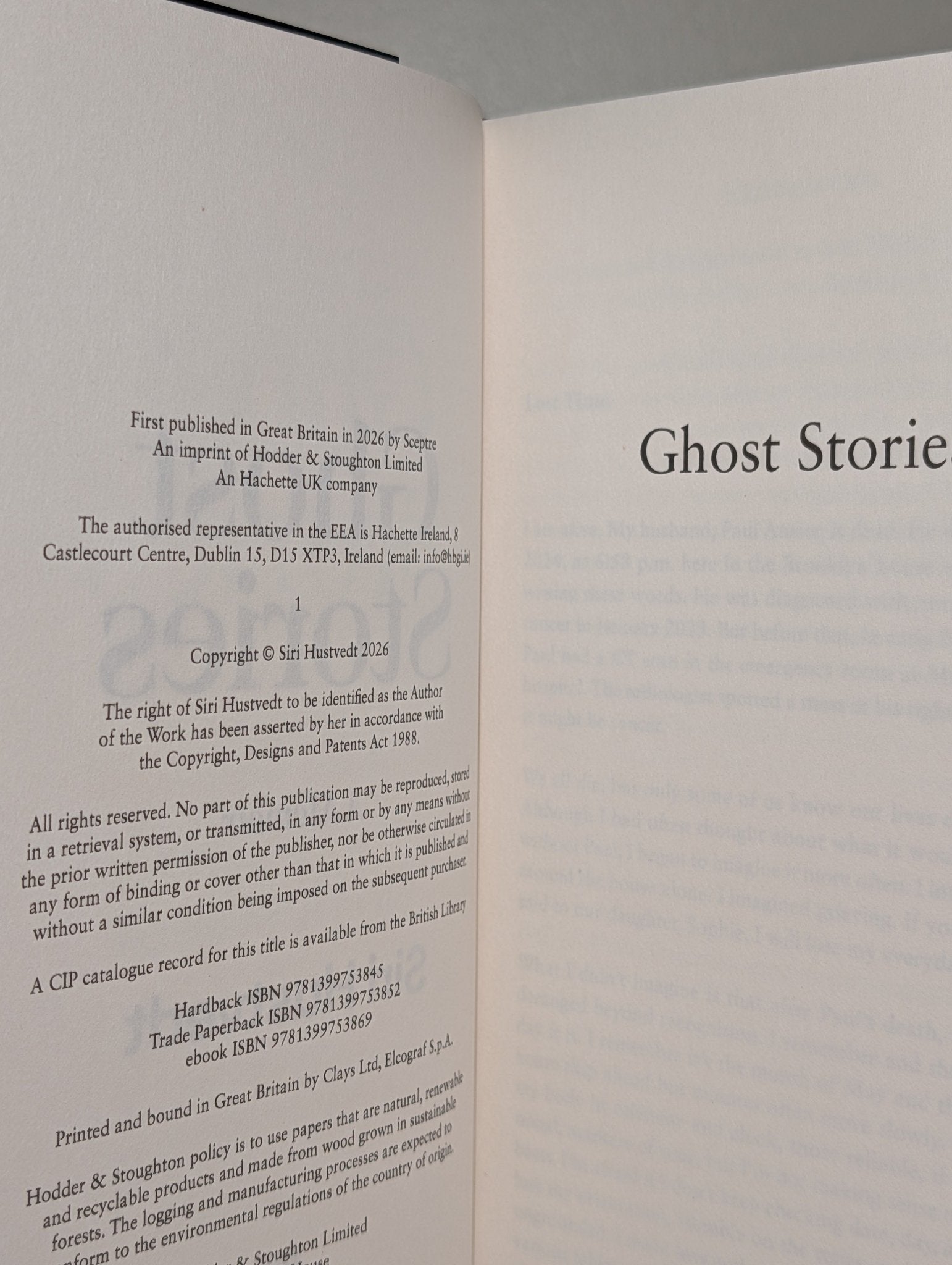 Ghost Stories by Siri Hustvedt (Signed First Edition) - Fialta Books