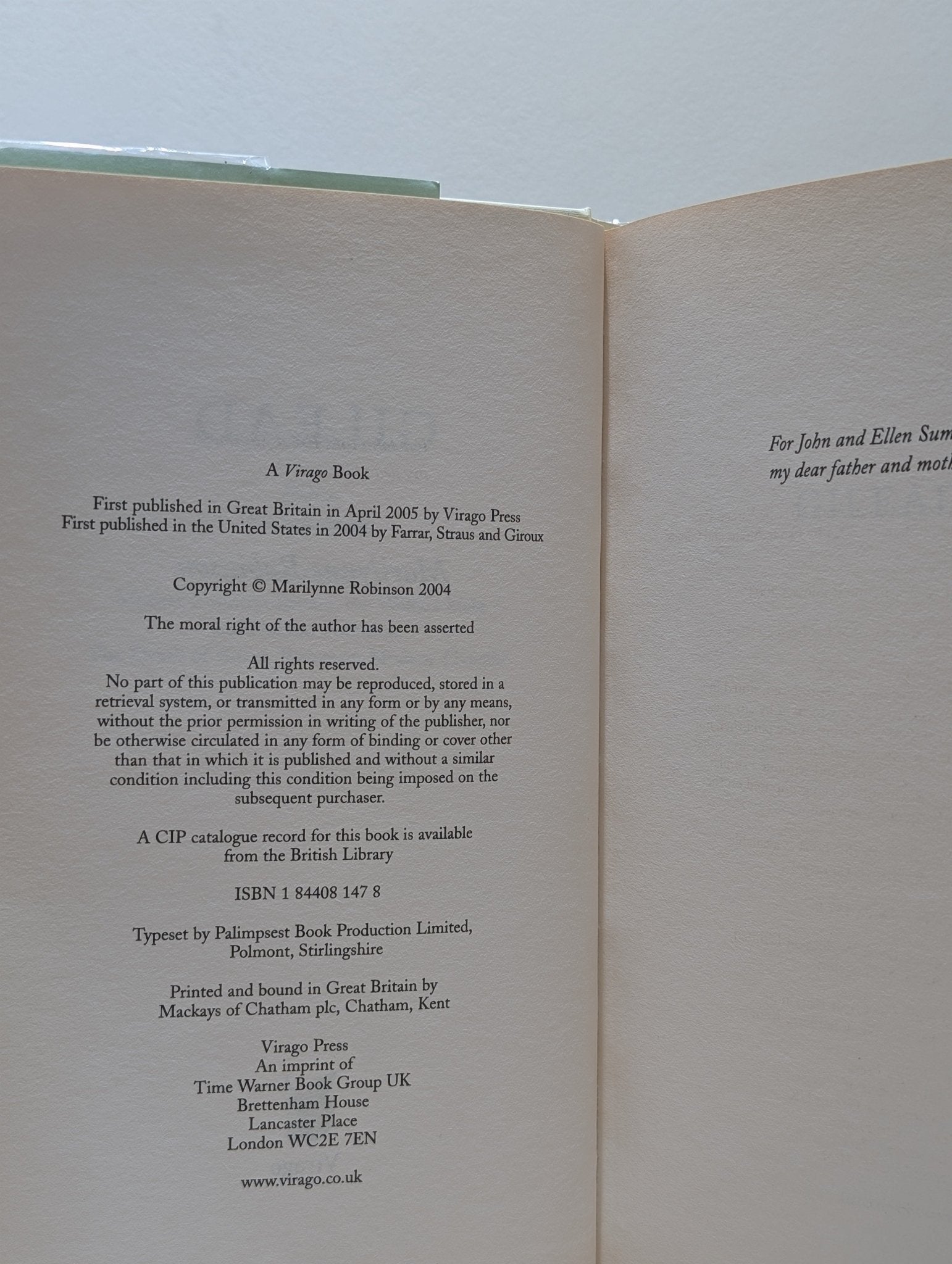 Gilead by Marilynne Robinson (First UK Edition) - Fialta Books