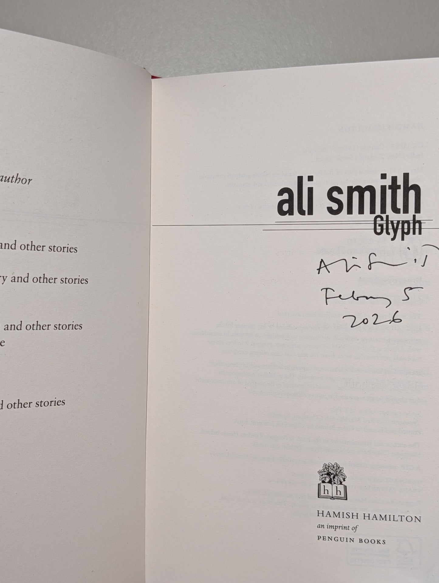 Gliff; Glyph by Ali Smith (Signed Dated First Edition) - Fialta Books
