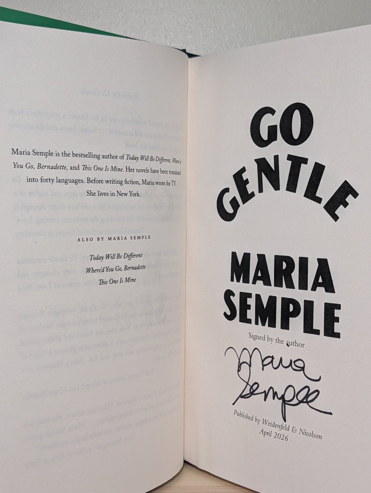 Go Gentle by Maria Semple (Signed First Edition) - Fialta Books