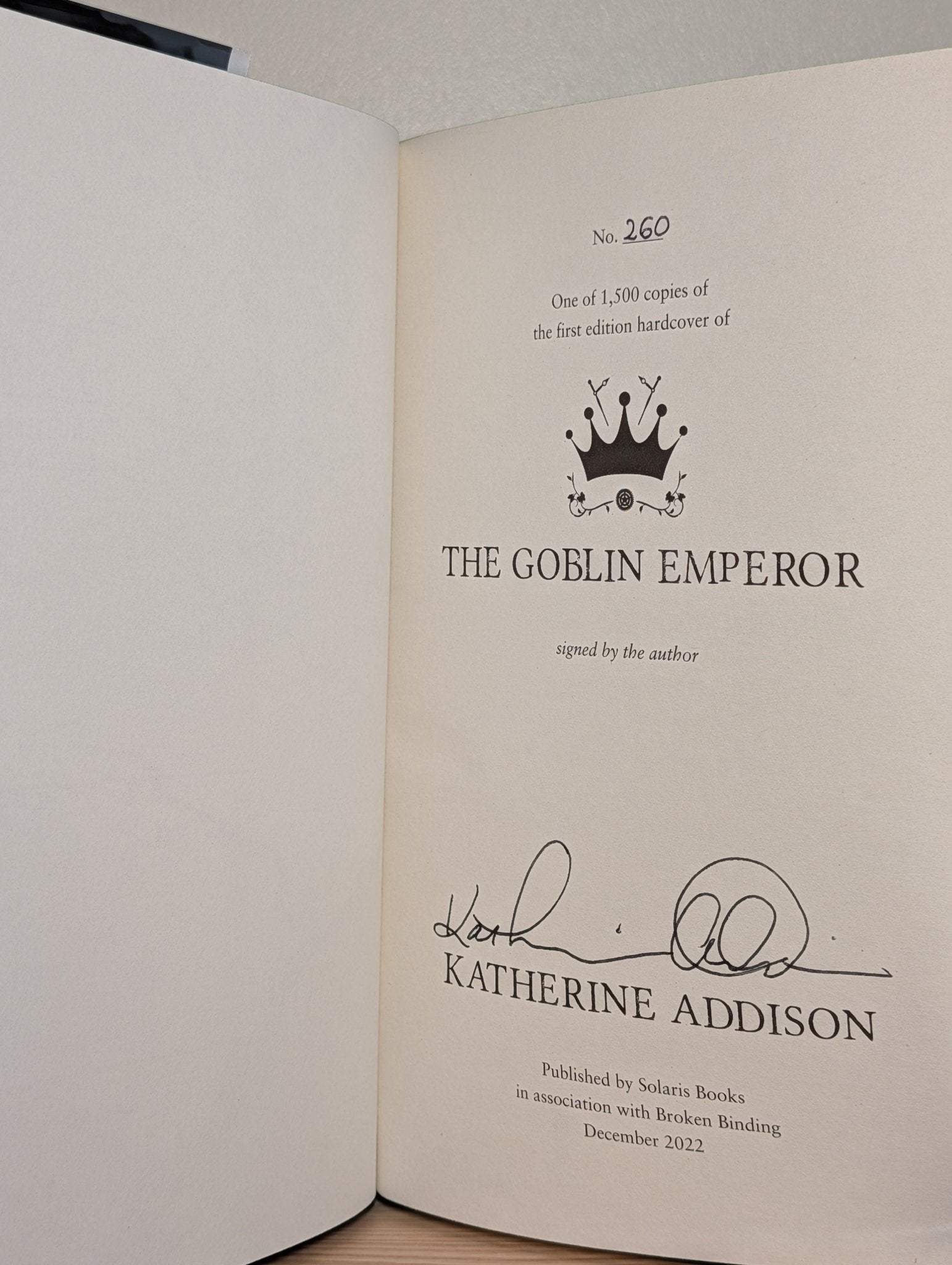 Goblin Emperor; Witness for the Dead, The Grief of Stones; Tomb of Dragons by Katherine Addison (Signed Set) - Fialta Books
