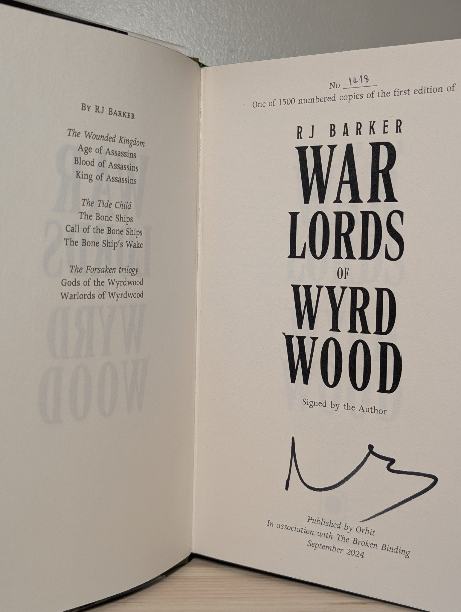 Gods of Wyrdwood; Warlords of Wyrdwood; Heart of Wyrdwood by RJ Barker (Signed with sprayed edges) - Fialta Books