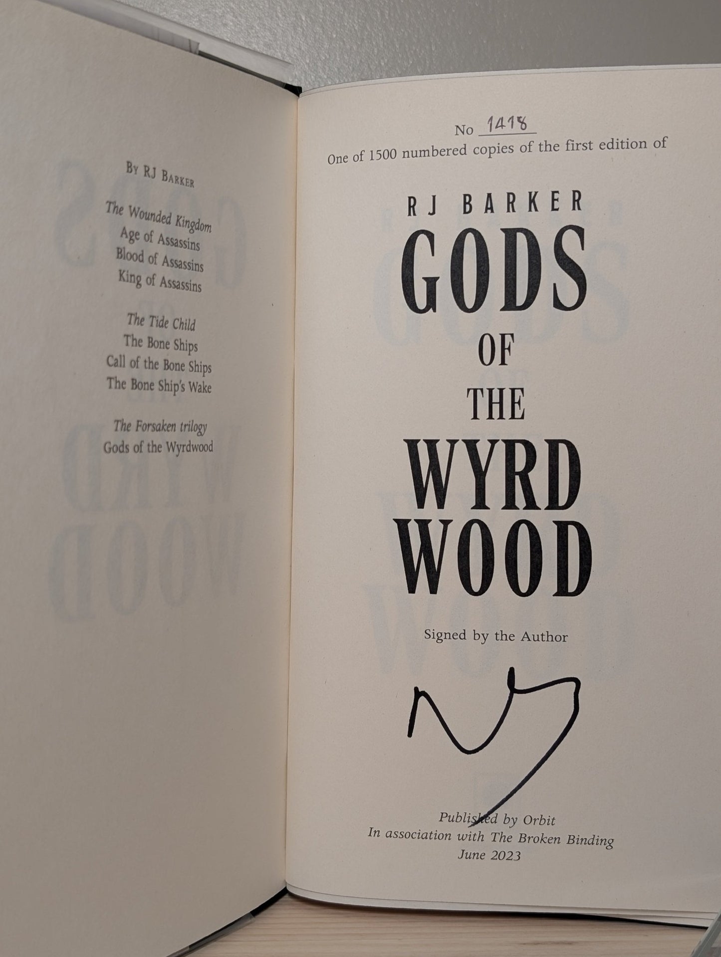 Gods of Wyrdwood; Warlords of Wyrdwood; Heart of Wyrdwood by RJ Barker (Signed with sprayed edges) - Fialta Books