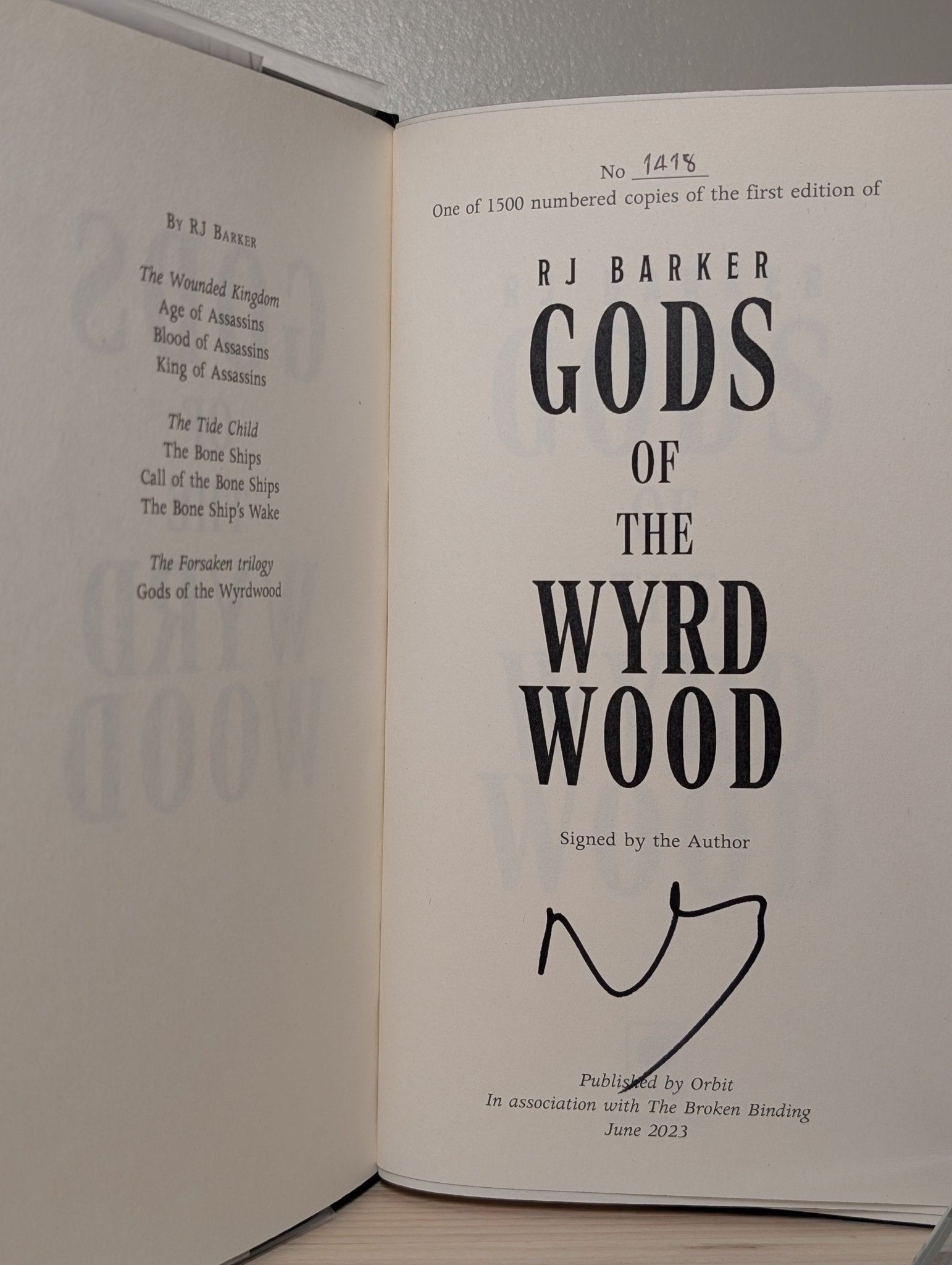 Gods of Wyrdwood; Warlords of Wyrdwood; Heart of Wyrdwood by RJ Barker (Signed with sprayed edges) - Fialta Books