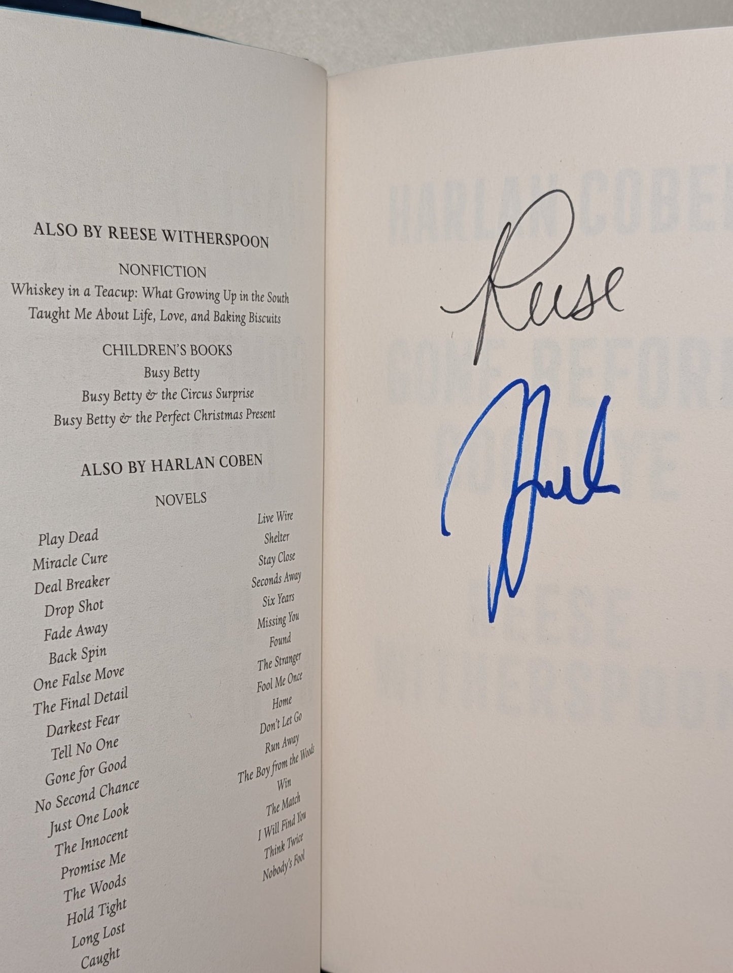 Gone Before Goodbye by Reese Witherspoon Harlan Coben (Double Signed First Edition) - Fialta Books