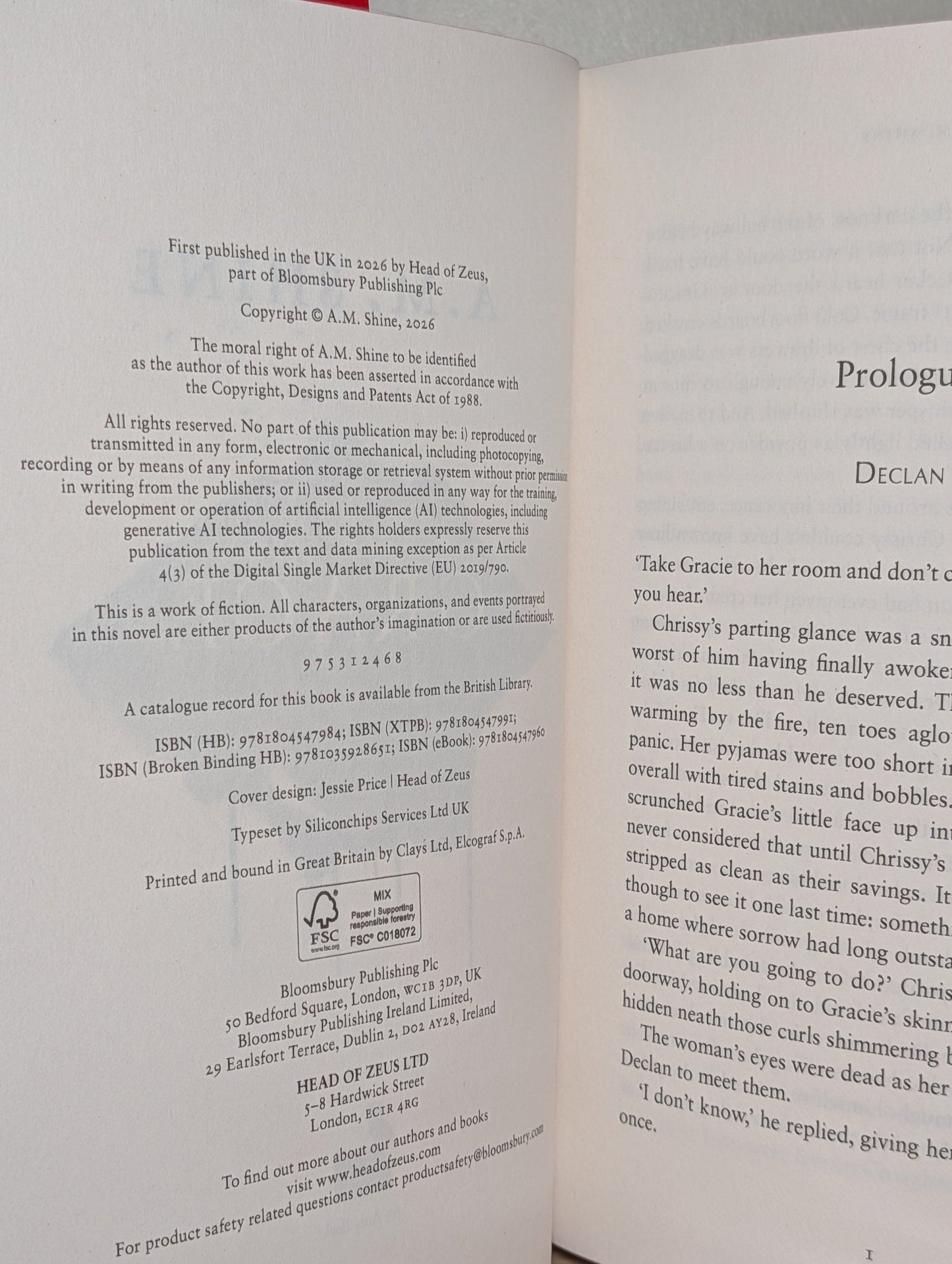 Grace by A.M. Shine (Signed First Edition with sprayed edges) - Fialta Books