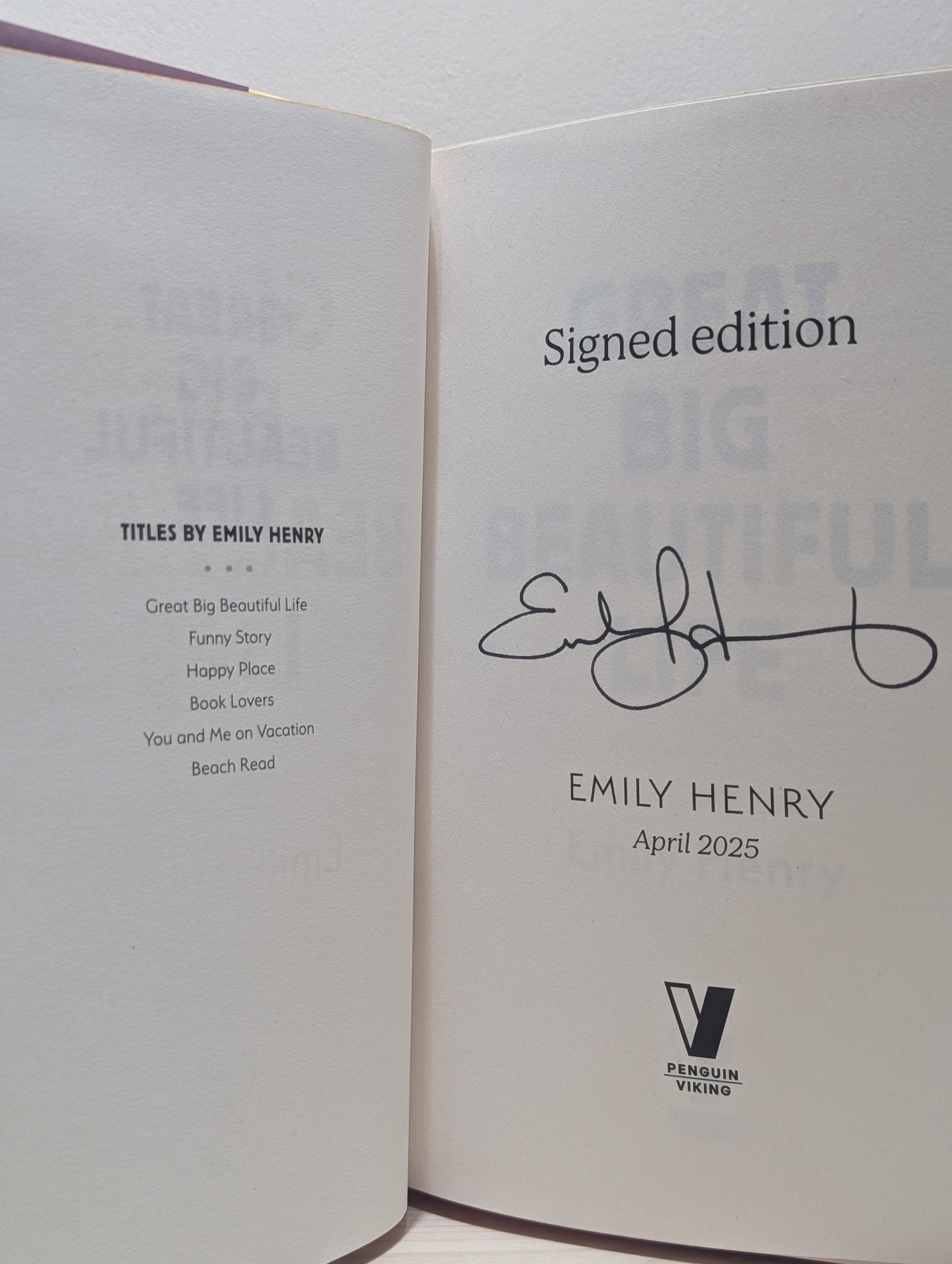 Great Big Beautiful Life by Emily Henry (Signed First Edition with sprayed edges) - Fialta Books