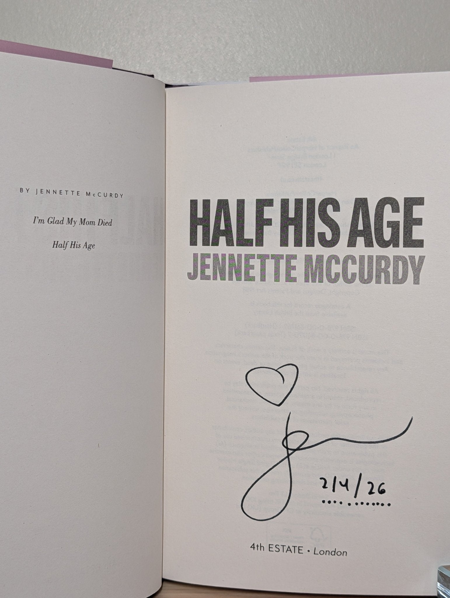 Half His Age by Jennette McCurdy (Signed Dated First Edition) - Fialta Books