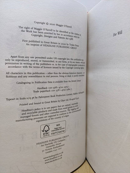 Hamnet by Maggie O'Farrell (Signed First Edition) - Fialta Books