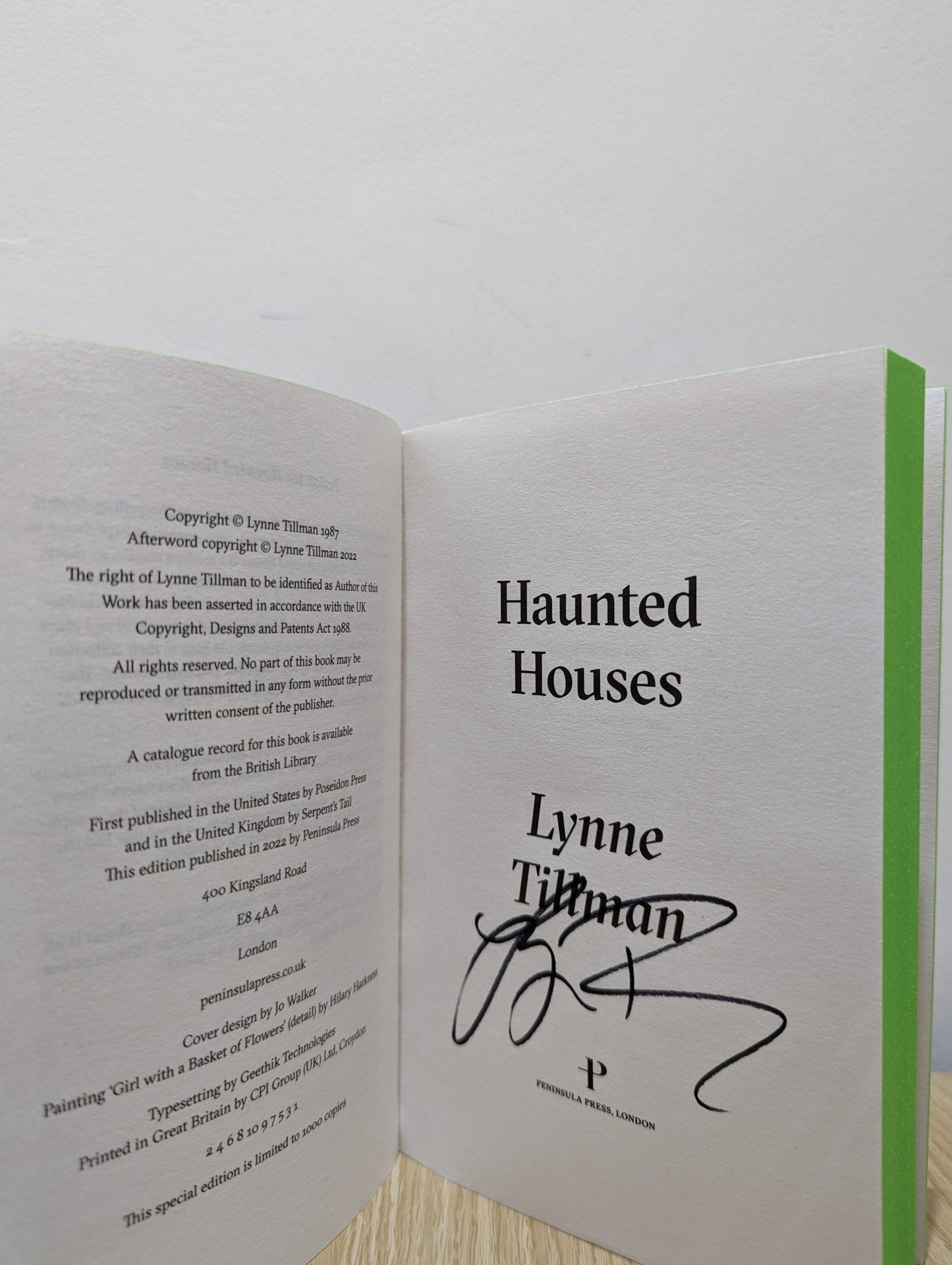 Haunted Houses by Lynne Tillman (Signed Limited Edition with sprayed edges) - Fialta Books