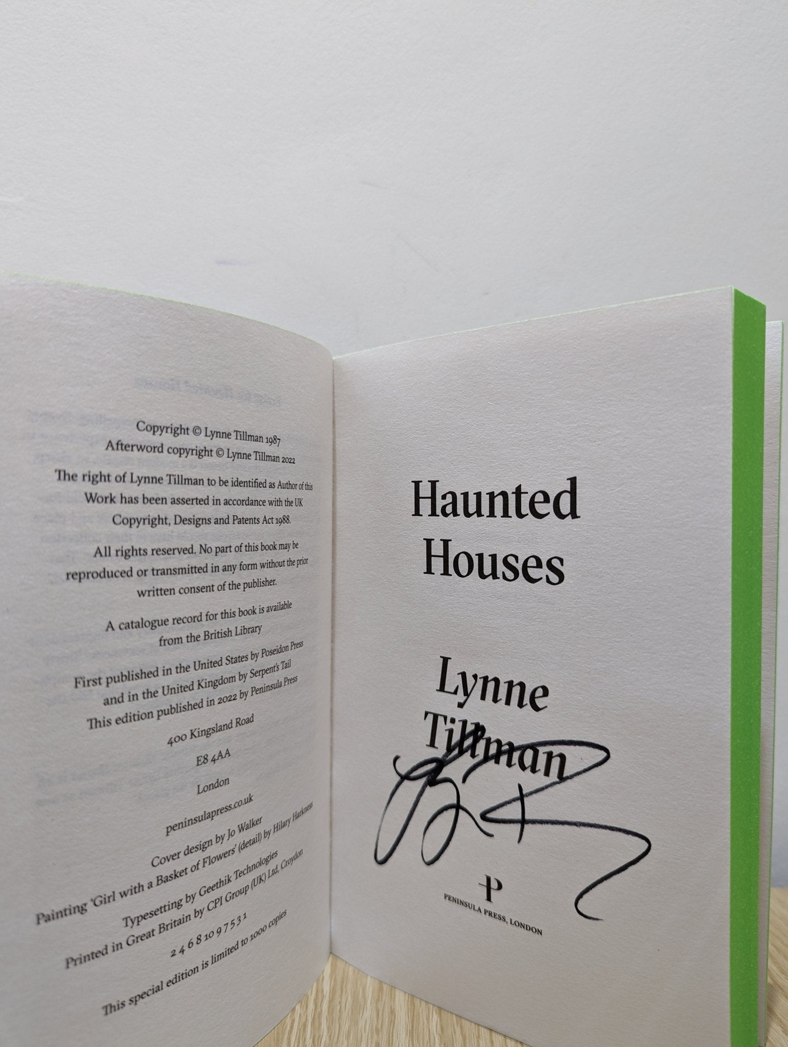 Haunted Houses by Lynne Tillman (Signed Limited Edition with sprayed edges) - Fialta Books