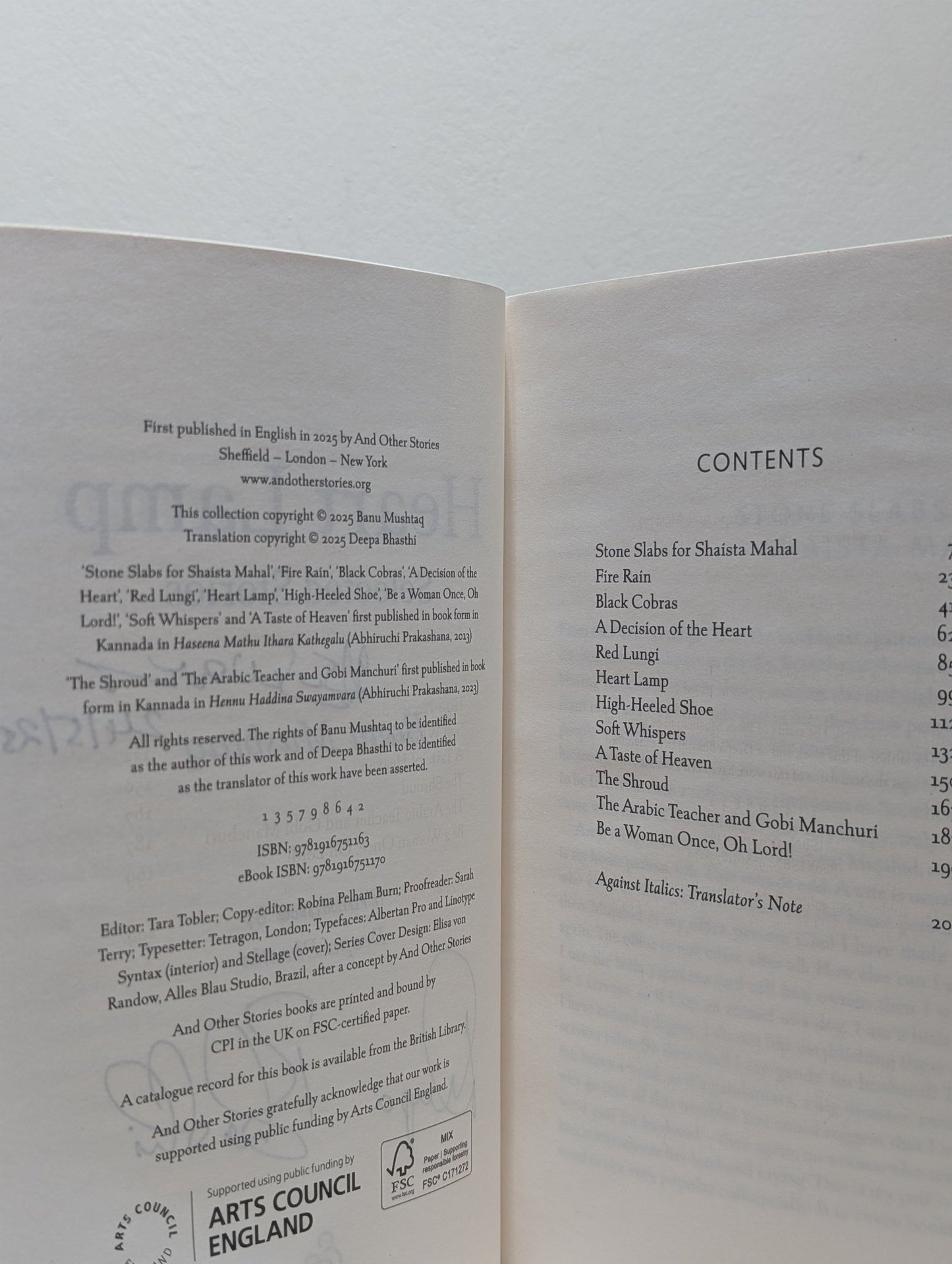 Heart Lamp: Selected Stories by Banu Mushtaq (Signed First Edition) - Fialta Books