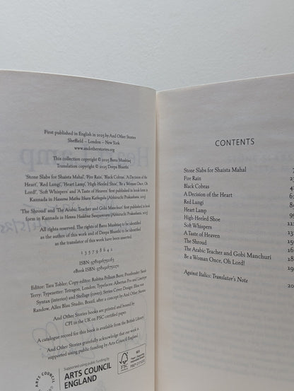 Heart Lamp: Selected Stories by Banu Mushtaq (Signed First Edition) - Fialta Books