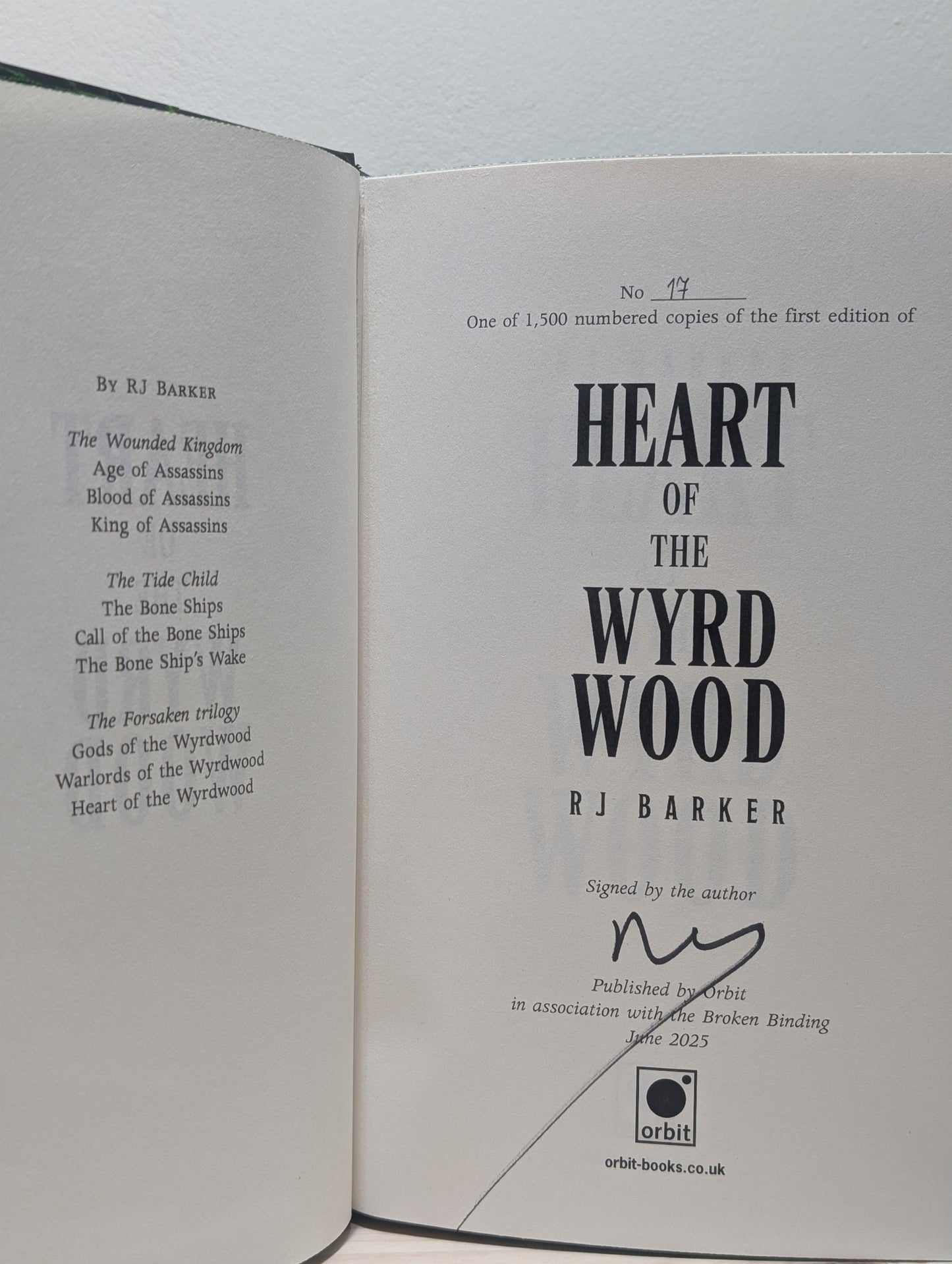 Heart of the Wyrdwood by RJ Barker (Signed Numbered First Edition) - Fialta Books