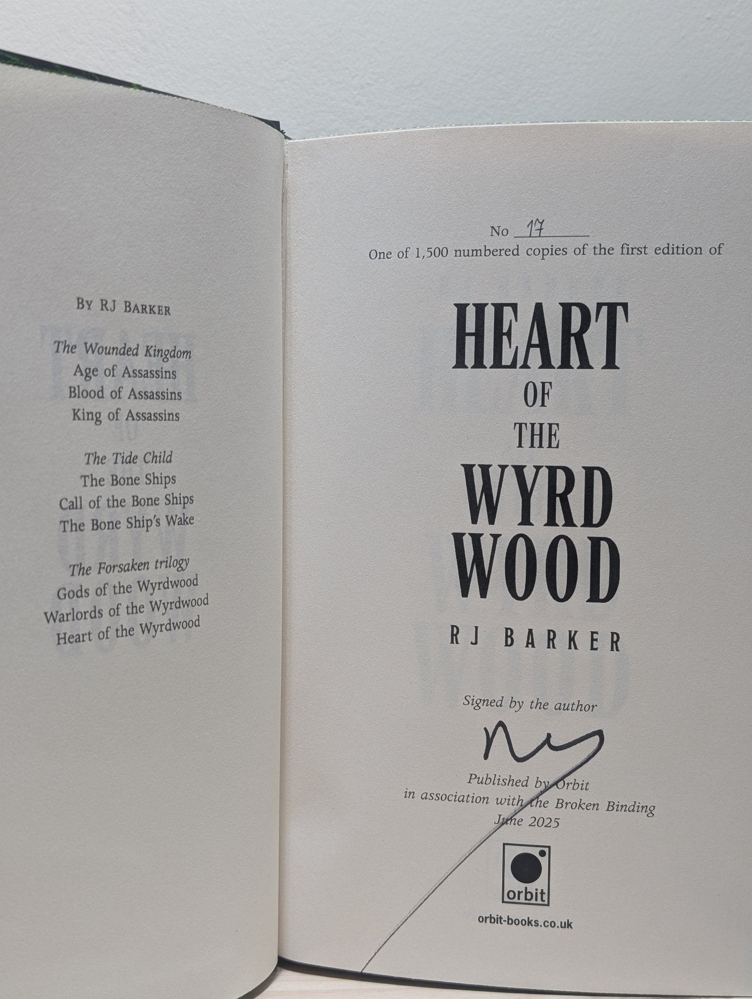 Heart of the Wyrdwood by RJ Barker (Signed Numbered First Edition) - Fialta Books