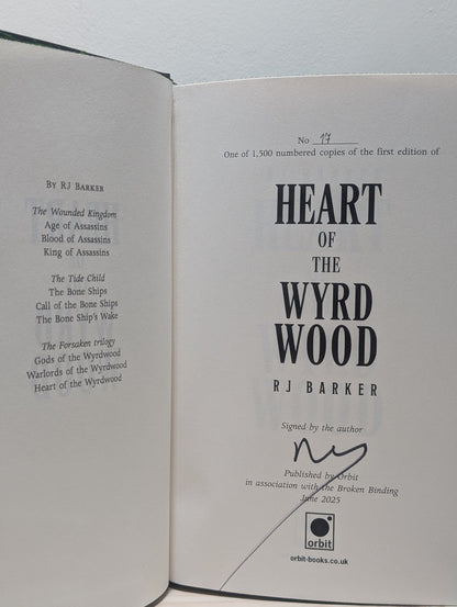Heart of the Wyrdwood by RJ Barker (Signed Numbered First Edition) - Fialta Books