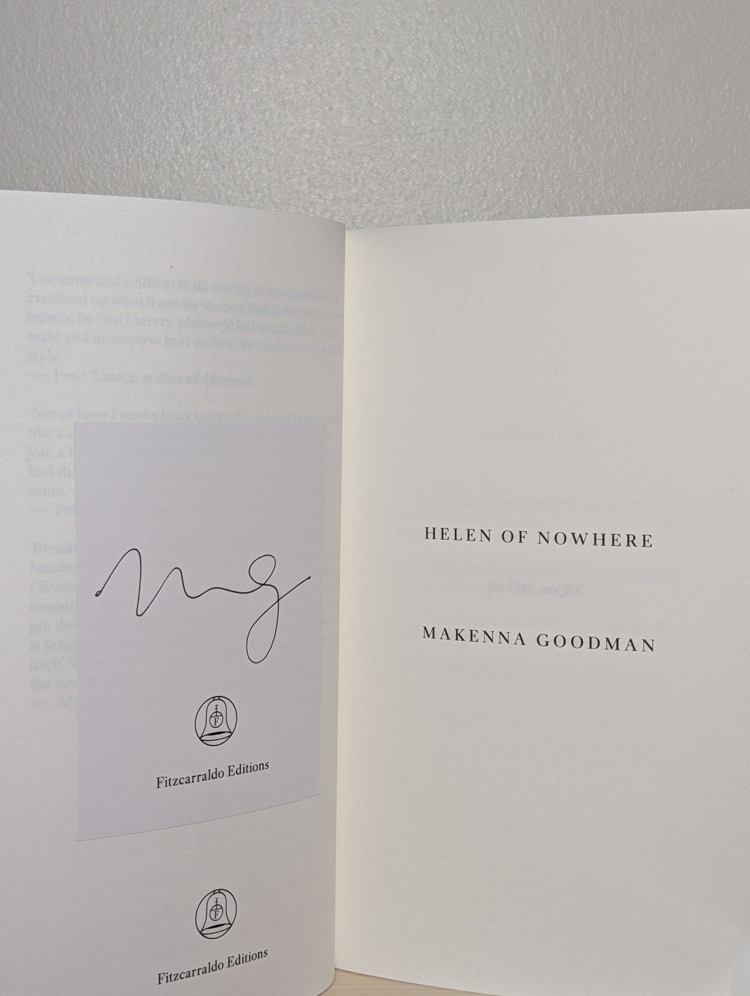 Helen of Nowhere by Makenna Goodman (Signed First Edition) - Fialta Books