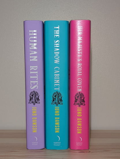 Her Majesty's Royal Coven; The Shadow Cabinet; Human Rites by Juno Dawson (Signed Set with sprayed edges) - Fialta Books