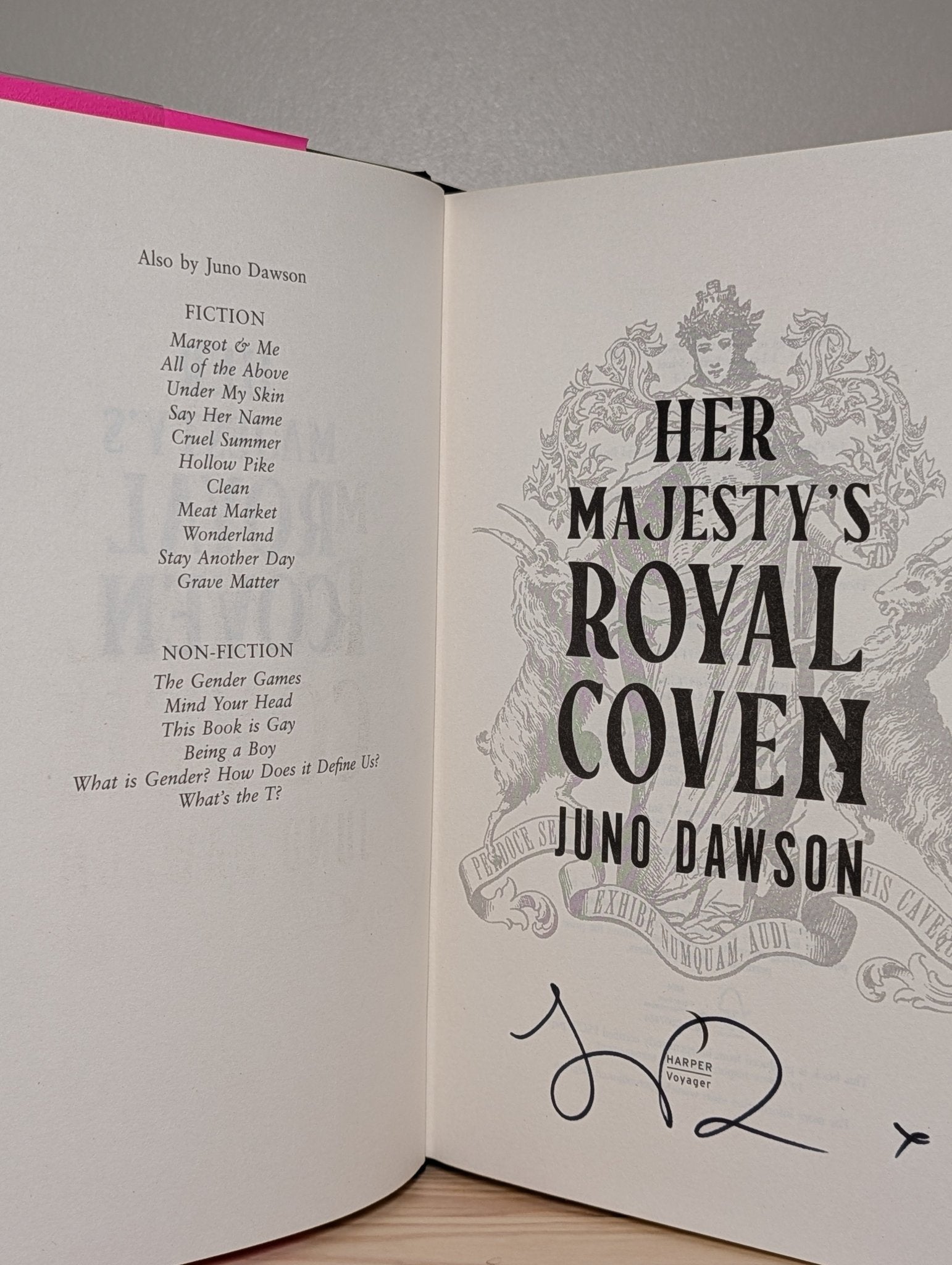Her Majesty's Royal Coven; The Shadow Cabinet; Human Rites by Juno Dawson (Signed Set with sprayed edges) - Fialta Books