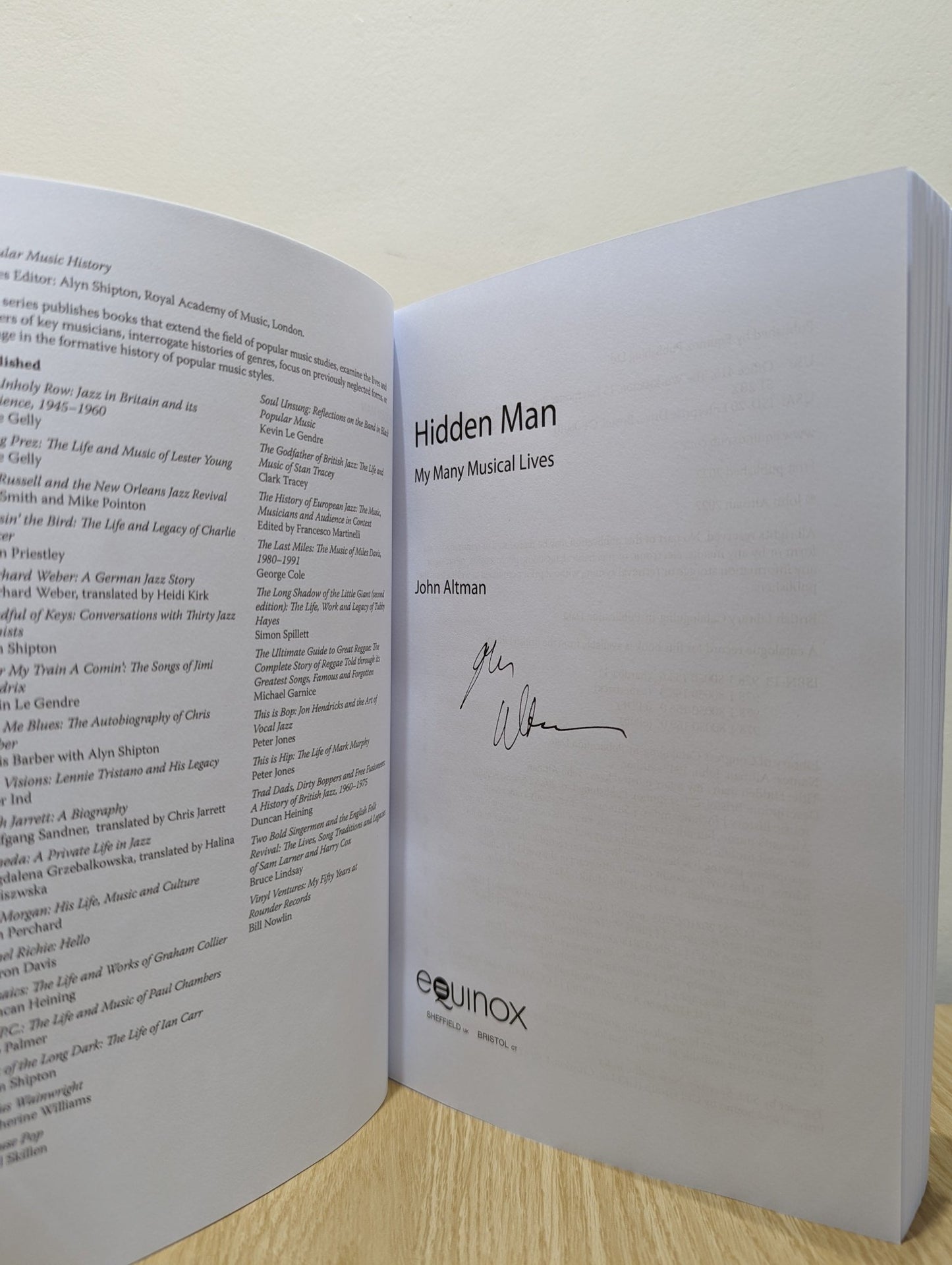 Hidden Man: My Many Musical Lives by John Altman (Signed First Edition) - Fialta Books