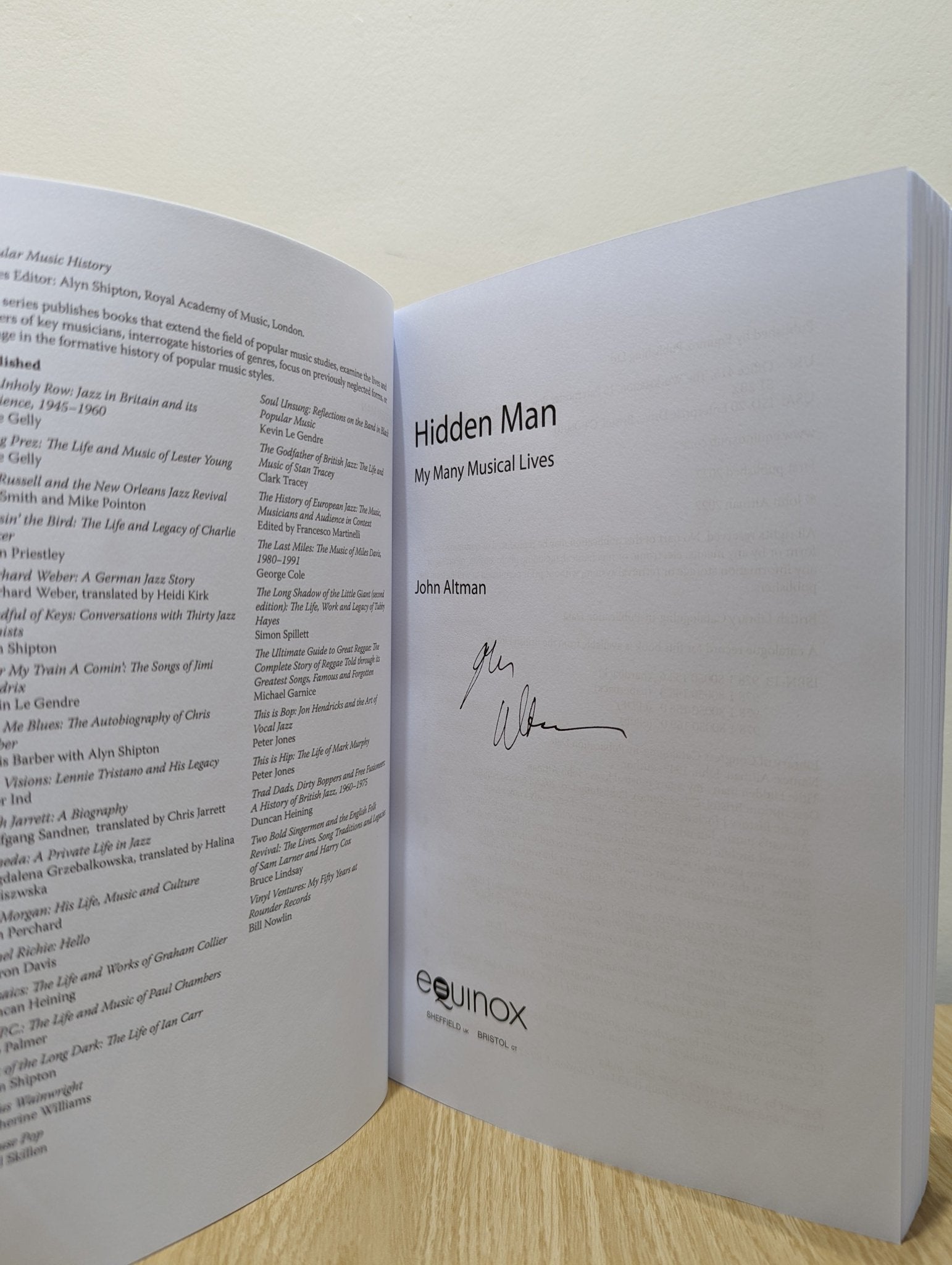 Hidden Man: My Many Musical Lives by John Altman (Signed First Edition) - Fialta Books