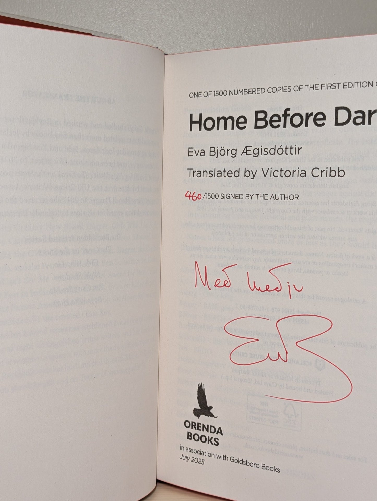 Home Before Dark by Eva Björg Ægisdottir (Signed Numbered First Edition with sprayed edges) - Fialta Books
