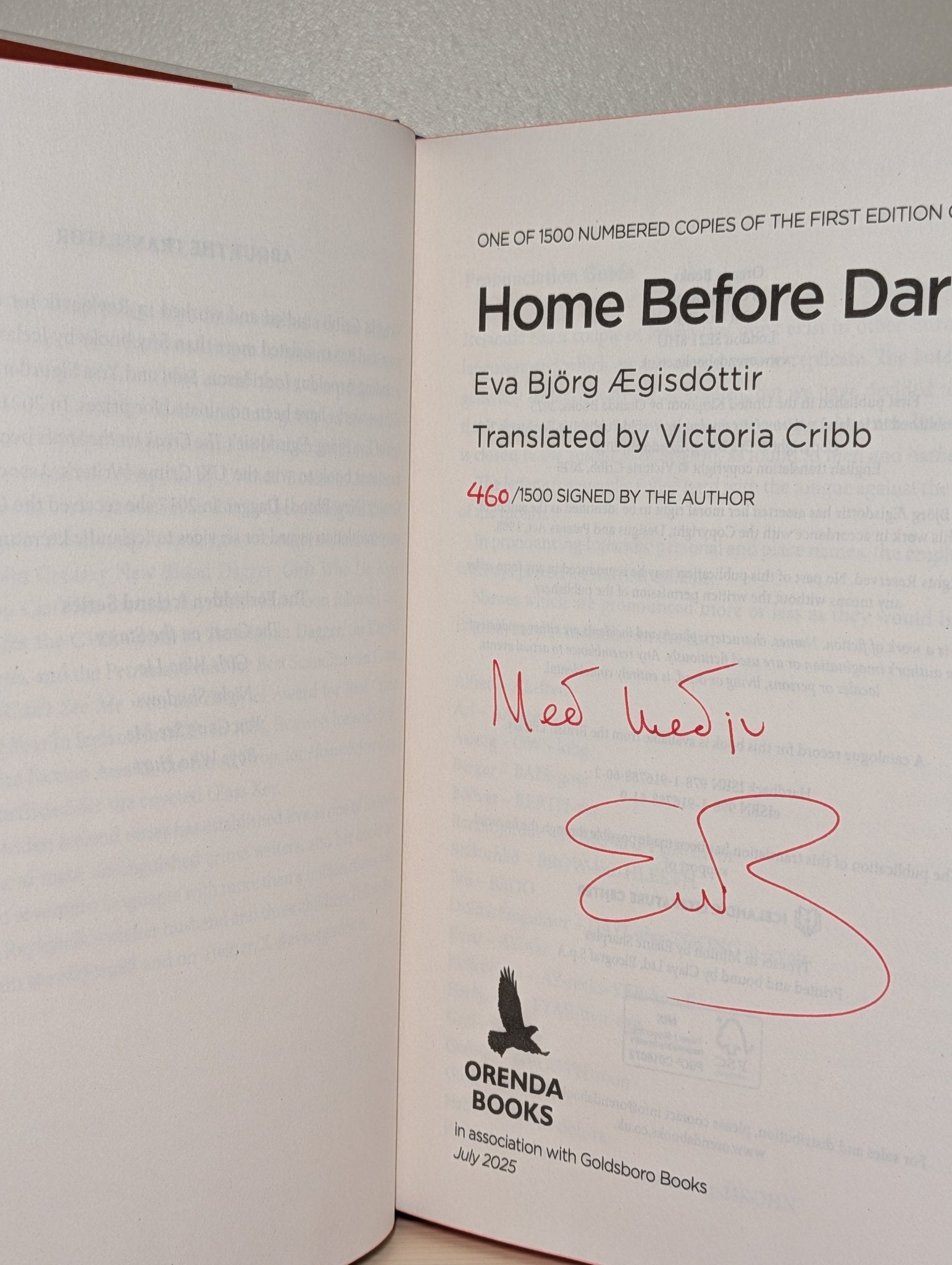 Home Before Dark by Eva Björg Ægisdottir (Signed Numbered First Edition with sprayed edges) - Fialta Books