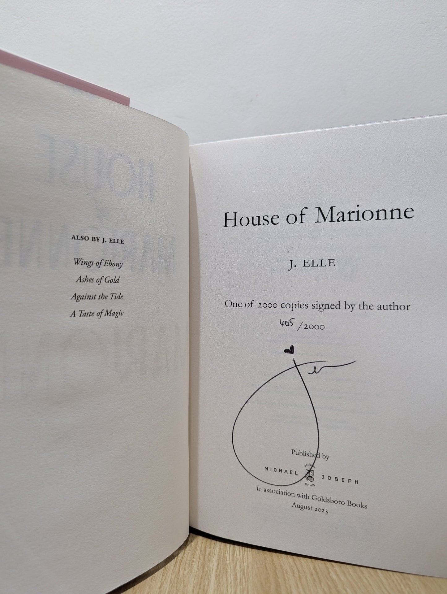 House of Marionne by J. Elle (Signed First Edition with sprayed edges) - Fialta Books