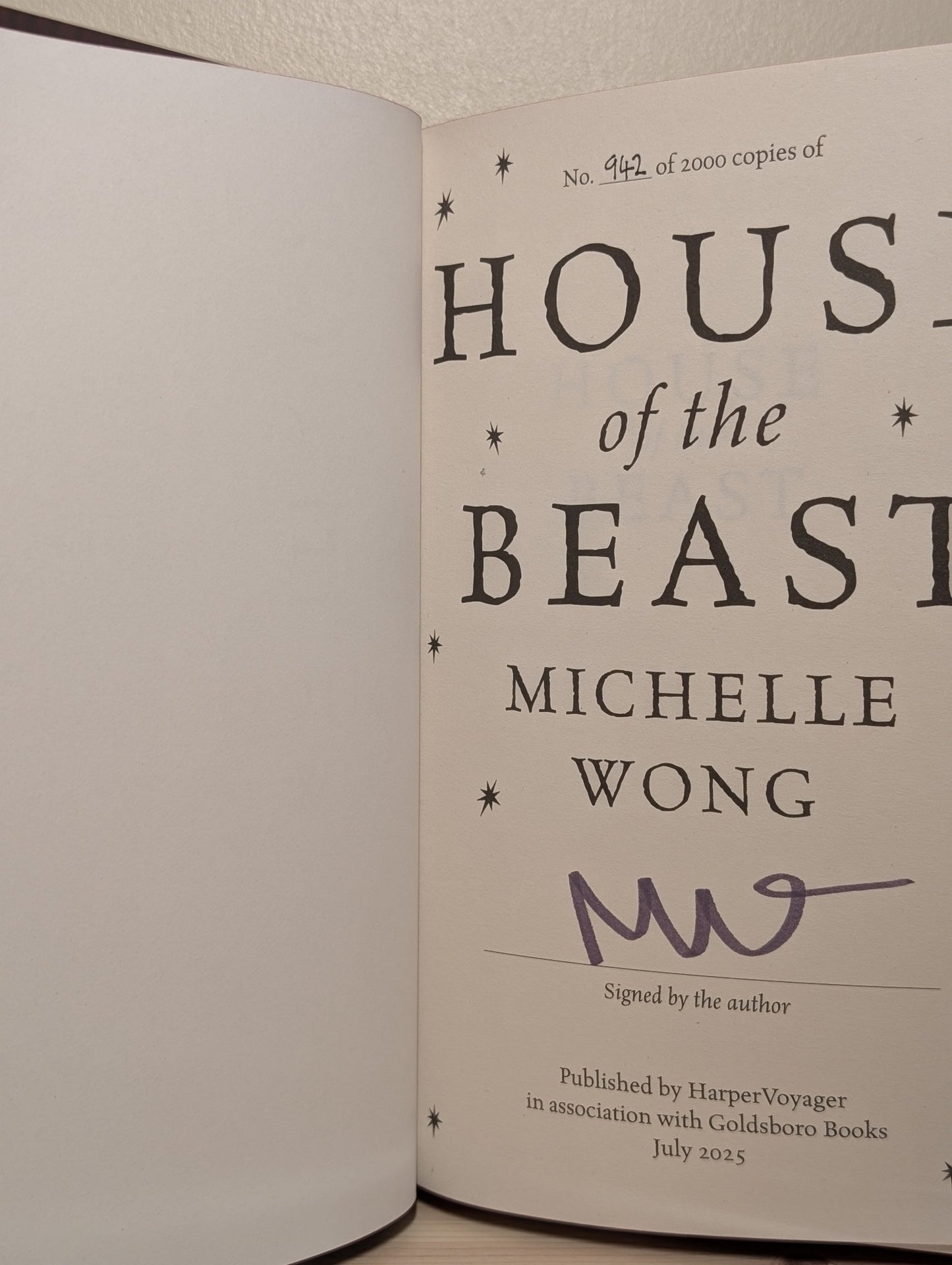 House of the Beast by Michelle Wong (Signed Numbered First Edition with sprayed edges) - Fialta Books