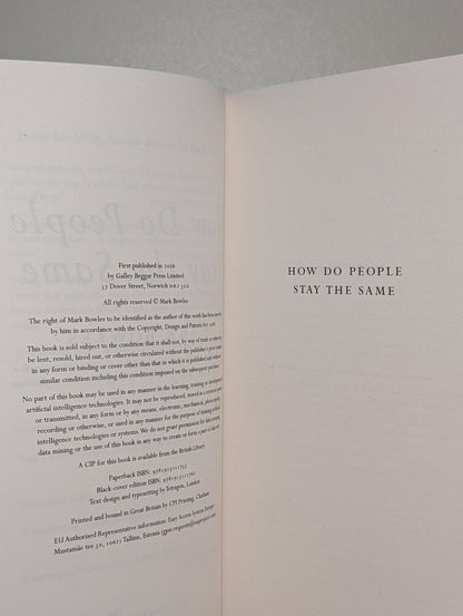 How Do People Stay The Same by Mark Bowles (Signed First Edition) - Fialta Books