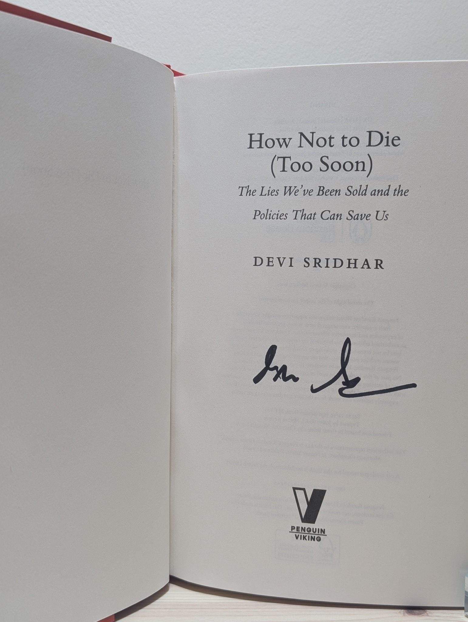 How Not to Die by Devi Sridhar (Signed First Edition) - Fialta Books