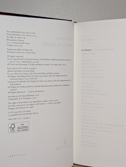 How To Be Invisible by Kate Bush (Hardback Edition) - Fialta Books