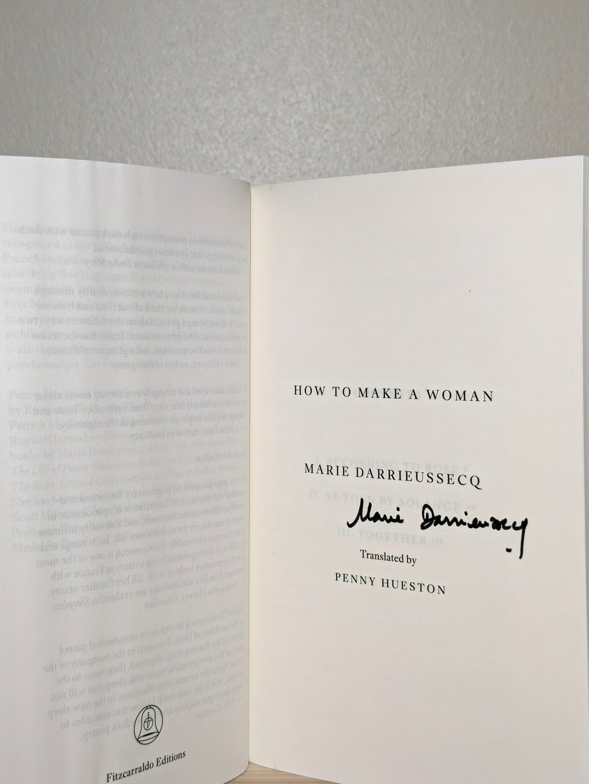 How to Make a Woman by Marie Darrieussecq (Signed to Title Page) - Fialta Books