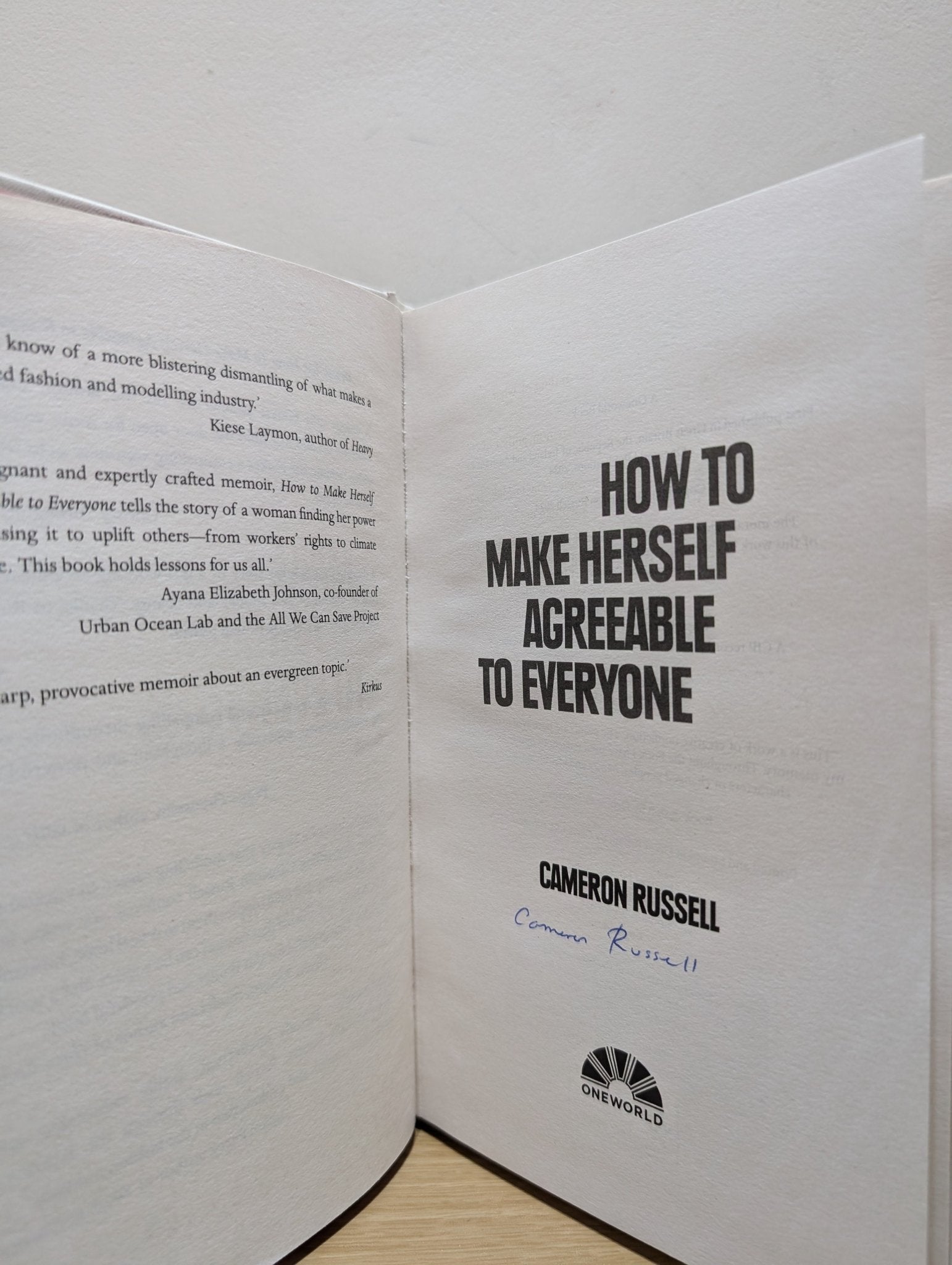 How to Make Herself Agreeable to Everyone by Cameron Russell (Signed First Edition) - Fialta Books