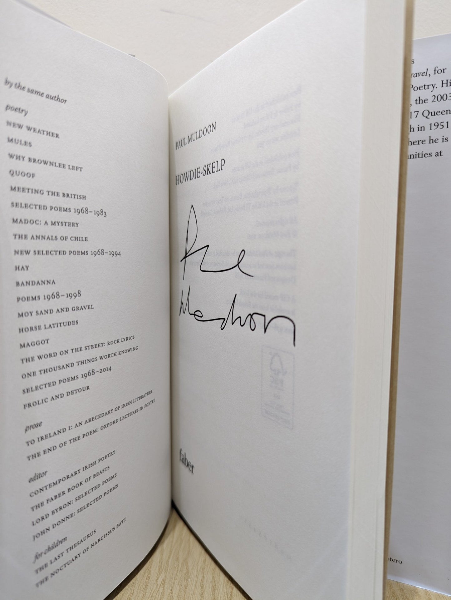 Howdie - Skelp by Paul Muldoon (Signed First Edition) - Fialta Books