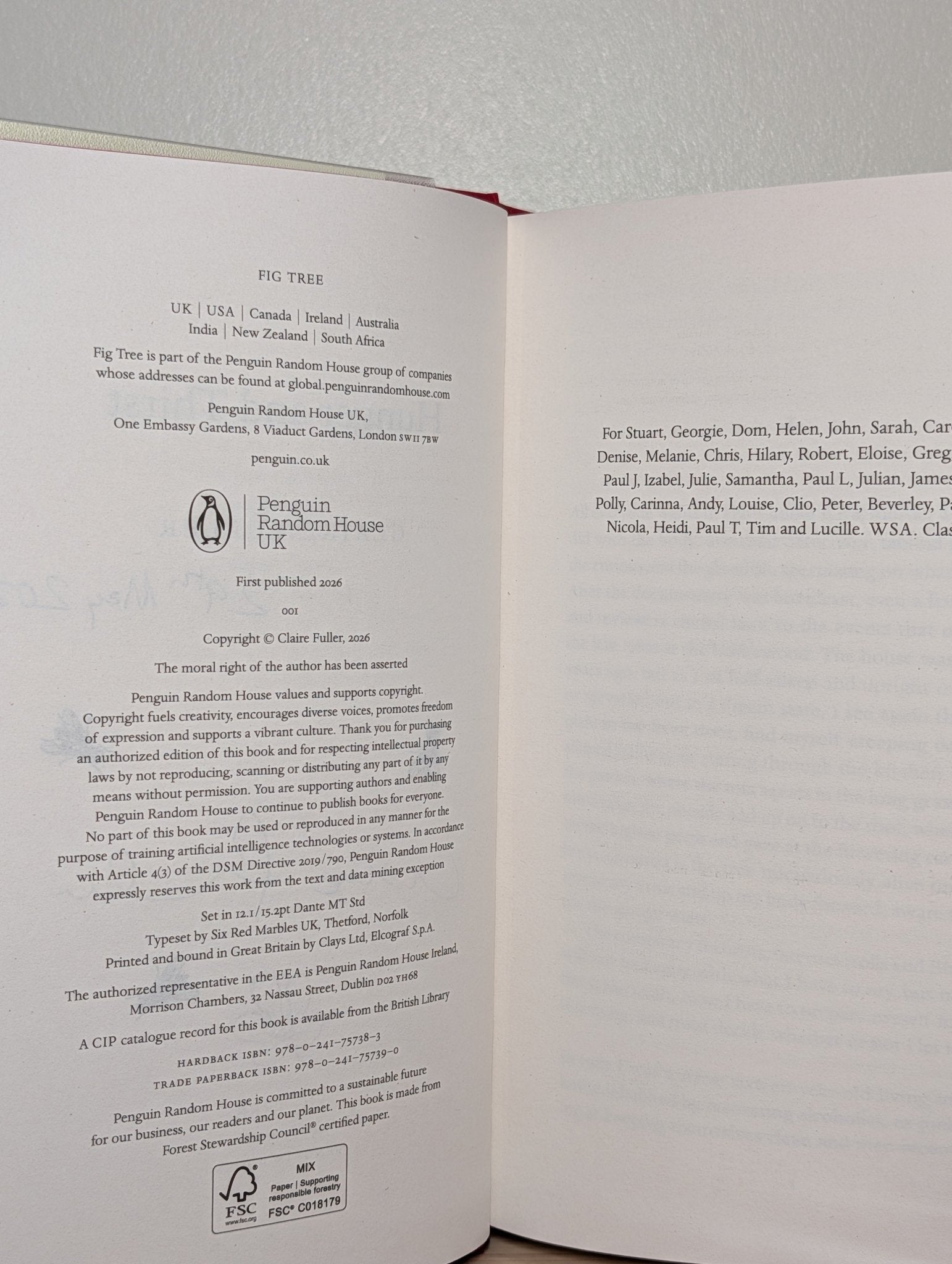 Hunger and Thirst by Claire Fuller (Signed Dated First Edition) - Fialta Books