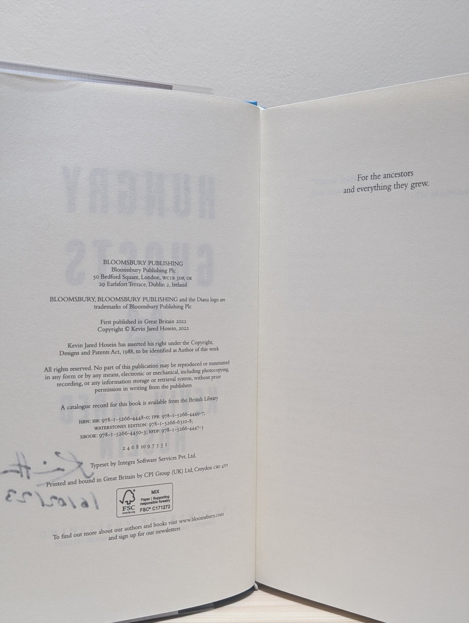 Hungry Ghosts by Kevin Jared Hosein (Signed Dated First Edition) - Fialta Books