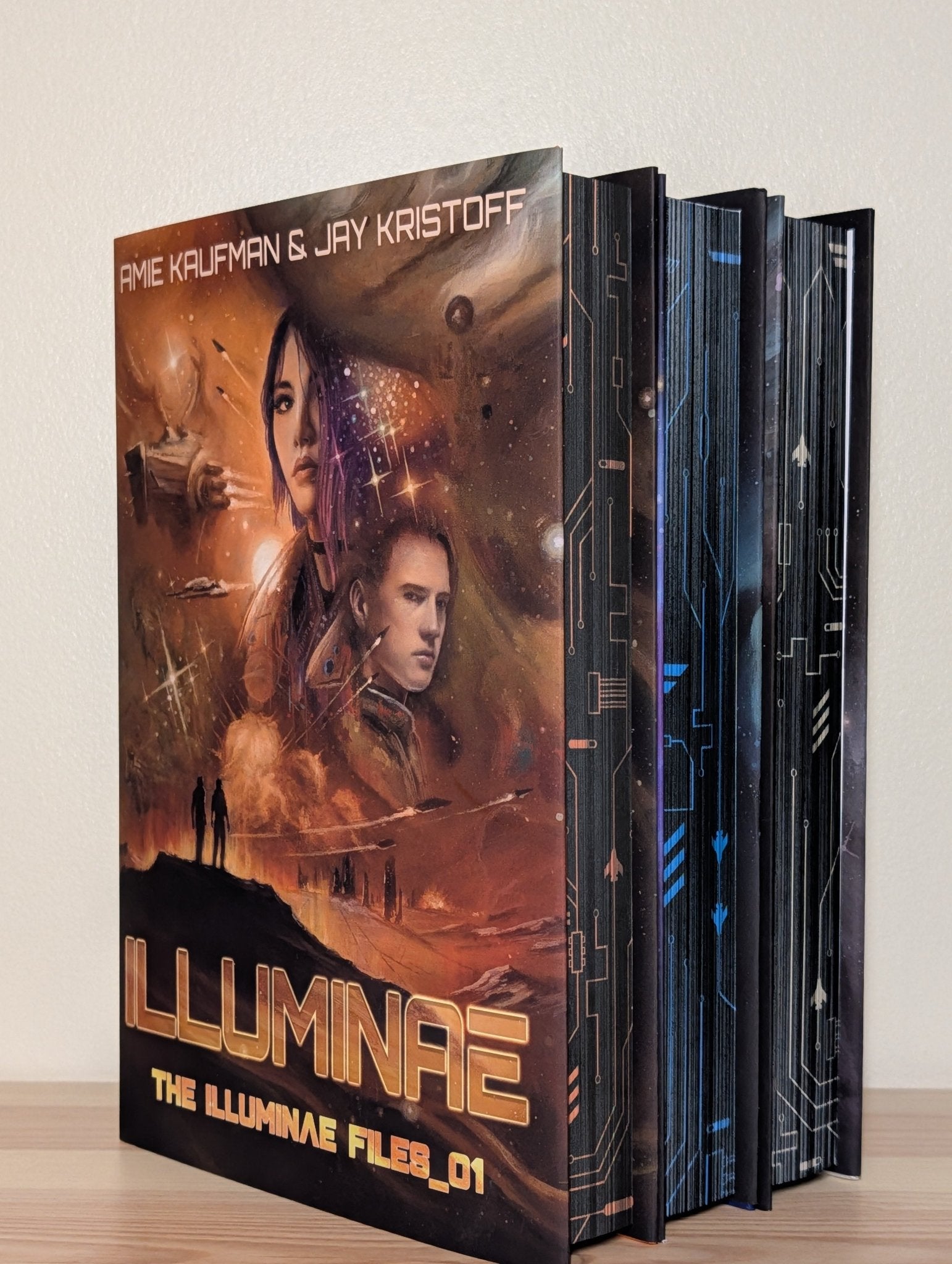 Illuminae Files: Illuminae; Gemina; Obsidio by Jay Kristoff Amie Kaufman (Signed Set with sprayed edges) - Fialta Books