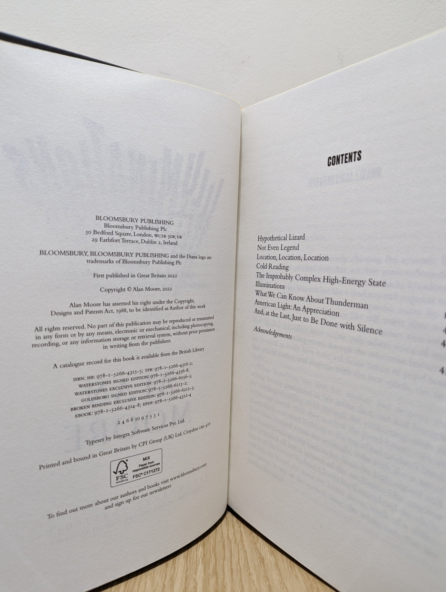 Illuminations by Alan Moore (Signed Numbered Edition with sprayed edges) - Fialta Books