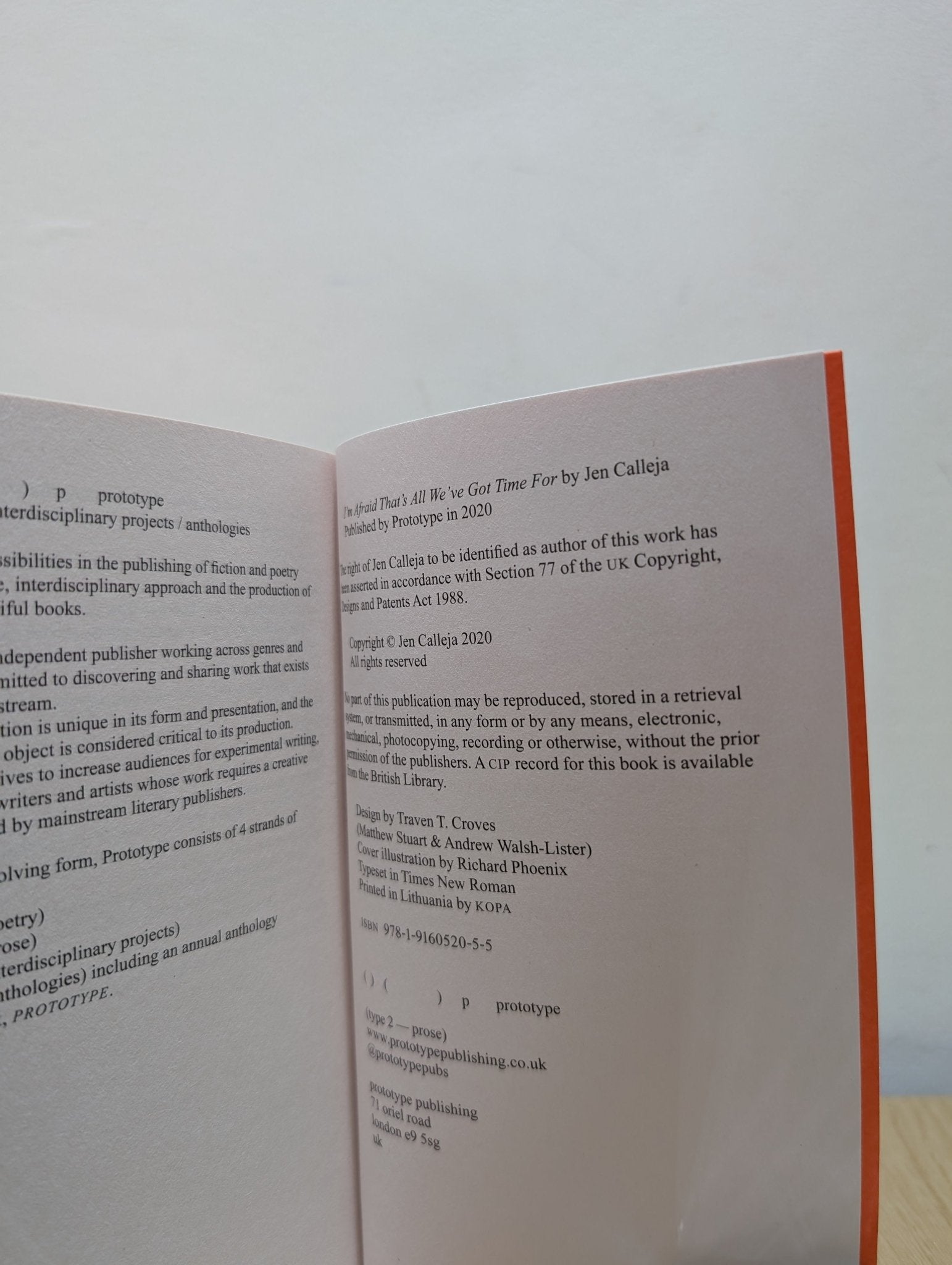 Im Afraid Thats All Weve Got Time For by Jen Calleja (Signed First Edition) - Fialta Books