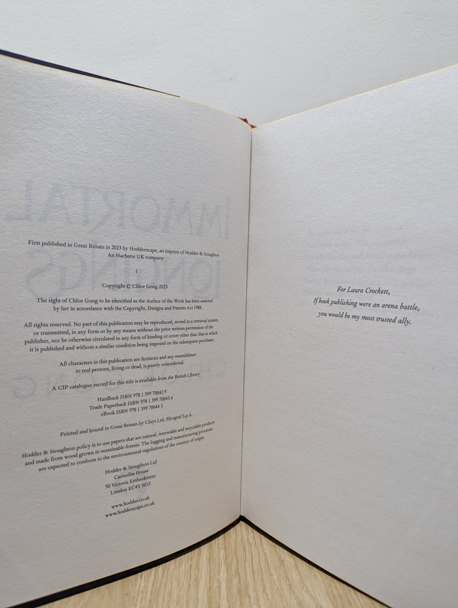 Immortal Longings by Chloe Gong (Signed First Edition with sprayed edges) - Fialta Books