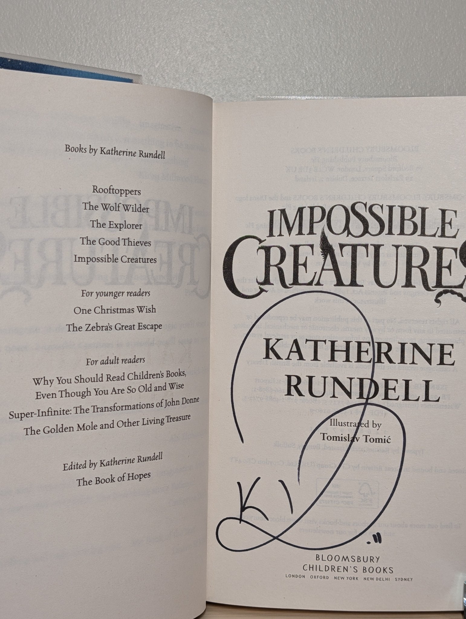 Impossible Creatures by Katherine Rundell (Signed Exclusive First Edition) - Fialta Books