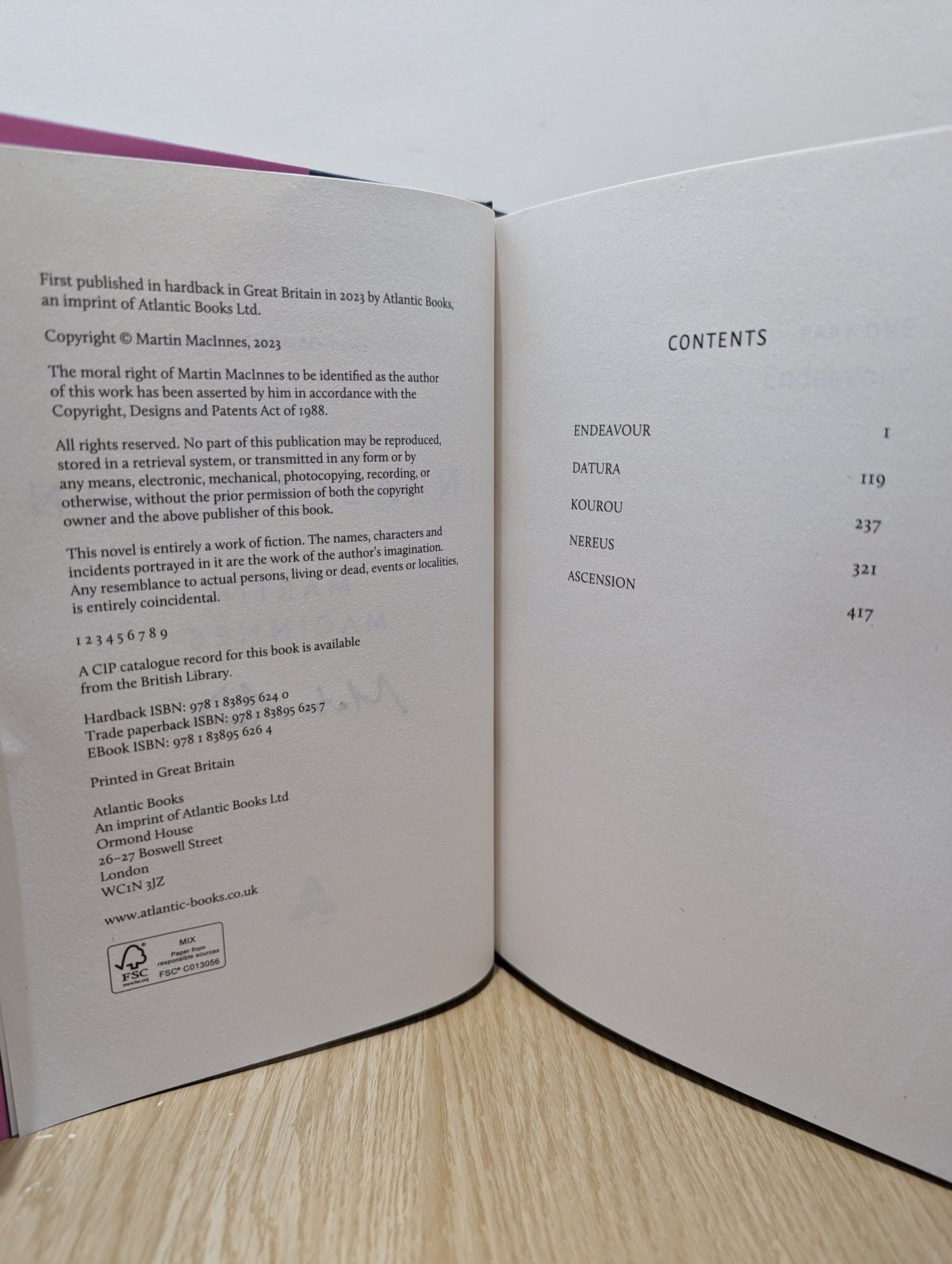 In Ascension by Martin MacInnes (Signed First Edition) - Fialta Books