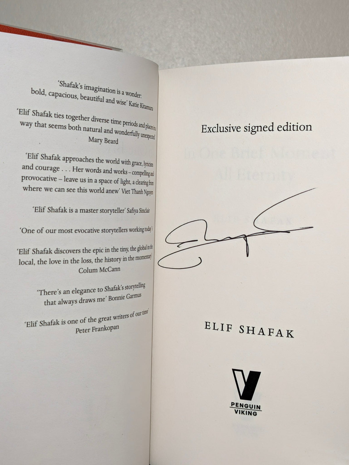 In One Brief Moment All Eternity by Elif Shafak (Signed Indie First Edition) - Fialta Books